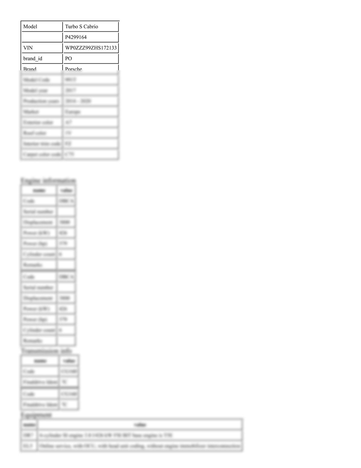 Build Sheet VIN WP0ZZZ99ZHS172133