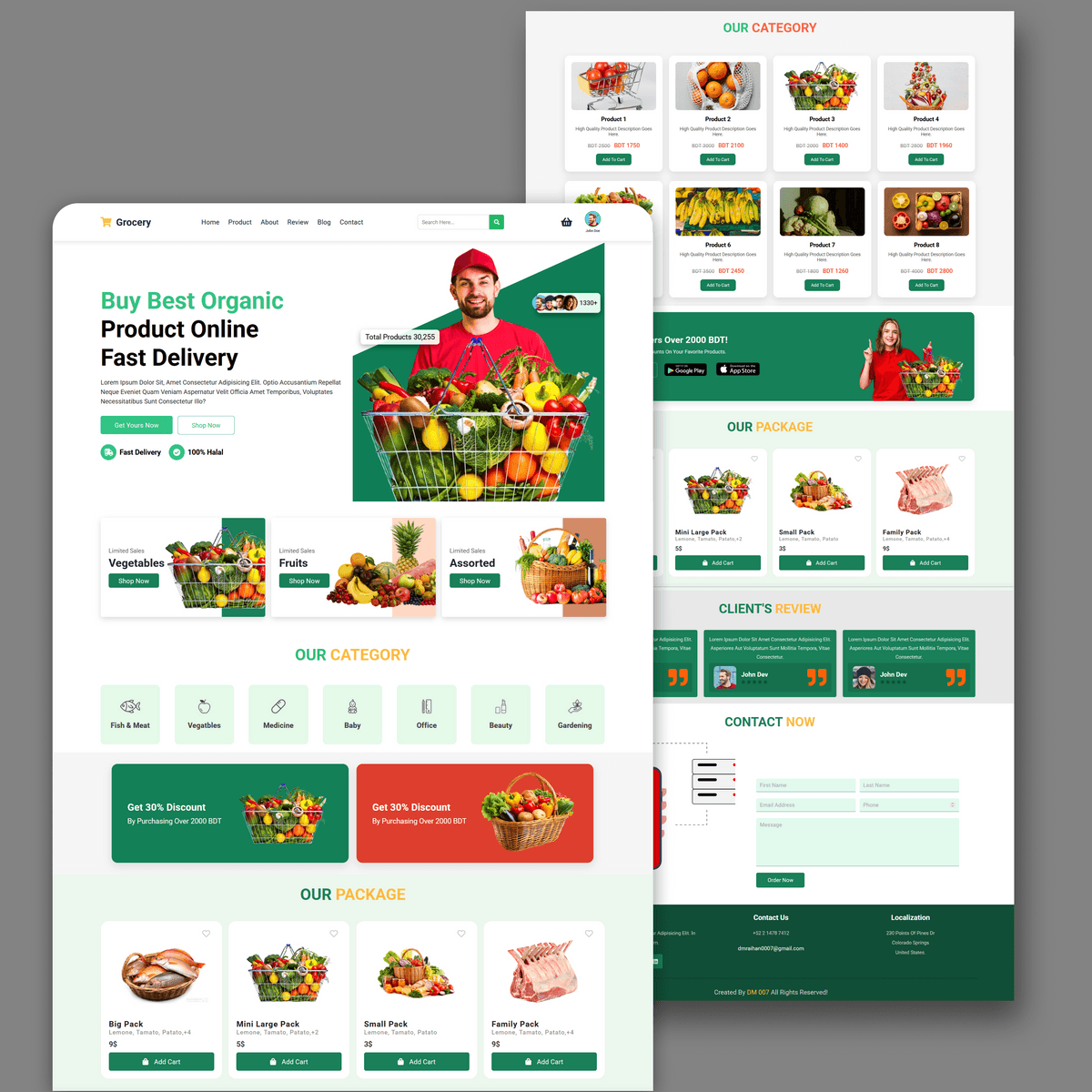 Fresh Grocery Website Design | Full Responsive Website | DM 007