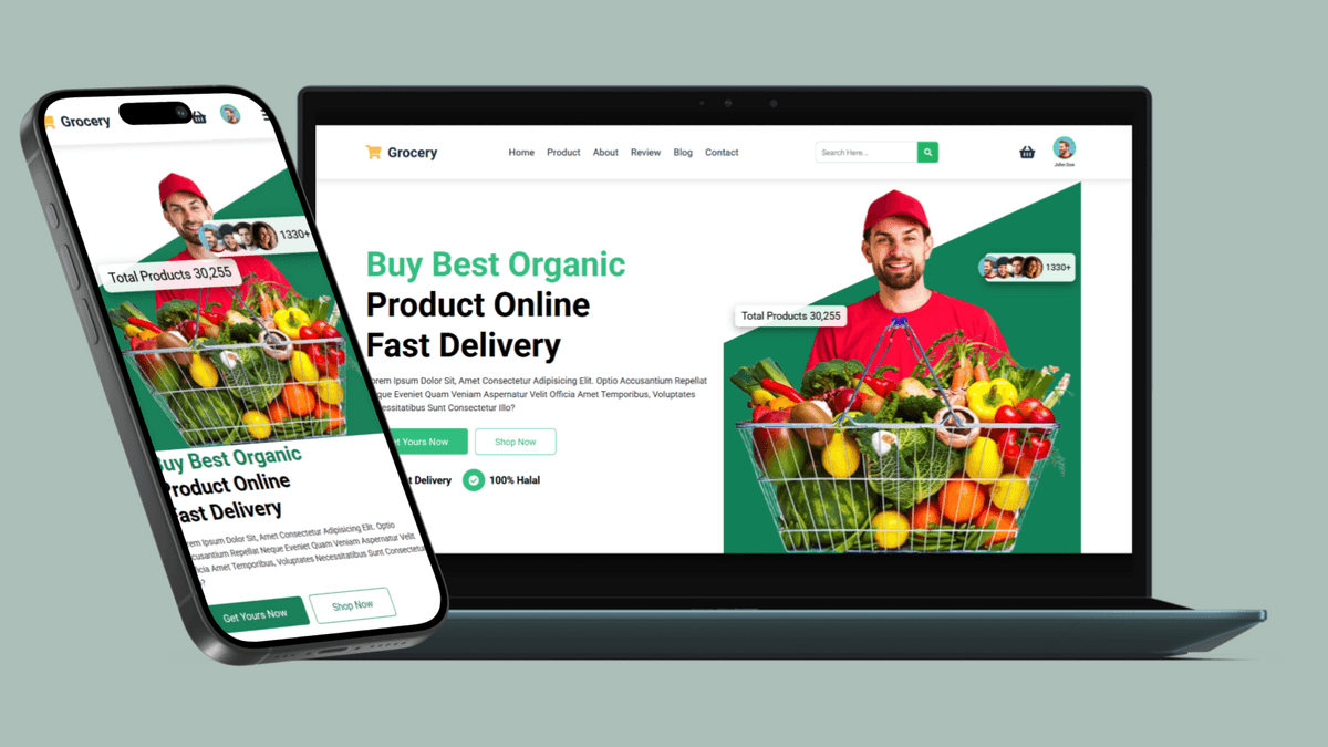 Fresh Grocery Website Design | Full Responsive Website | DM 007