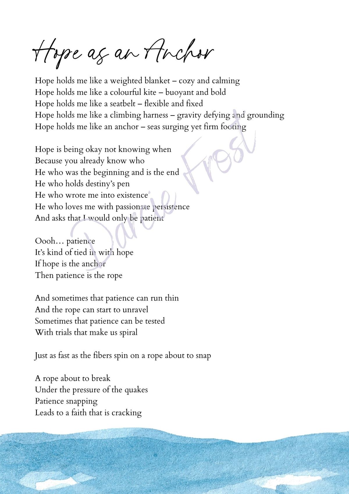 Hope as an Anchor (Poetry Print)