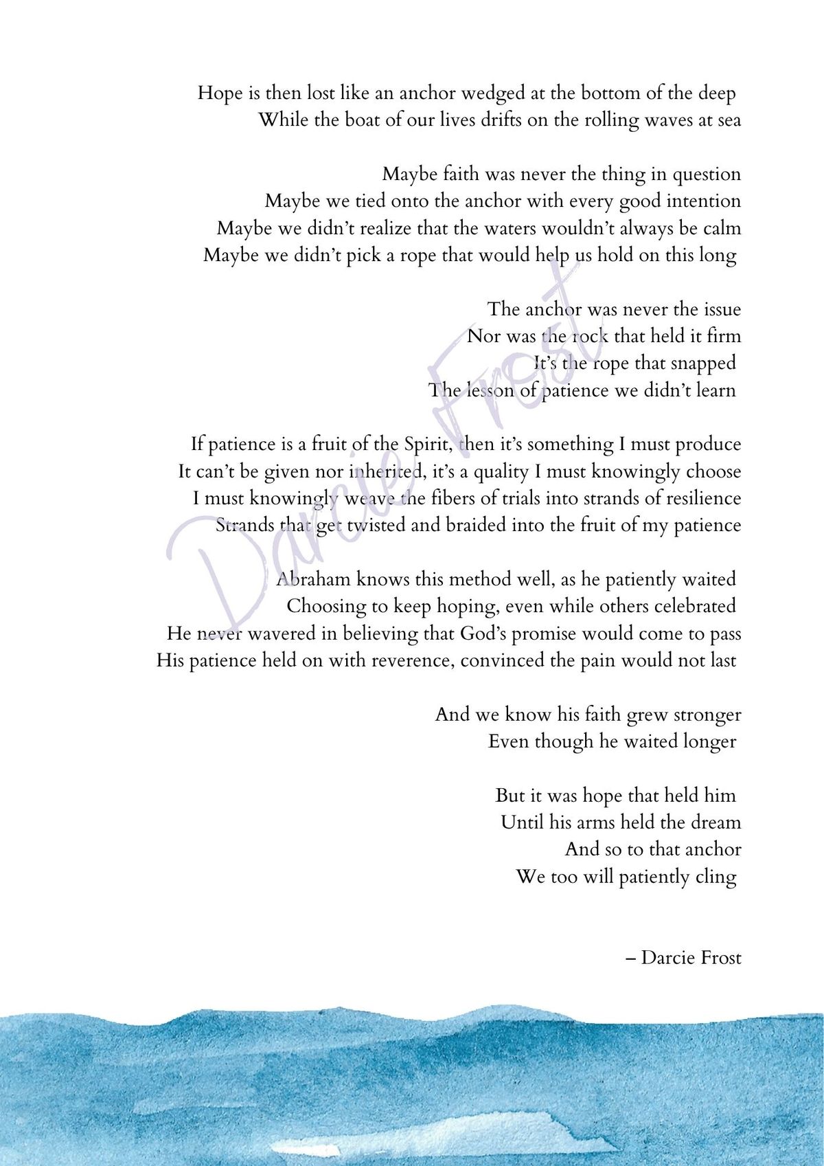 Hope as an Anchor (Poetry Print)