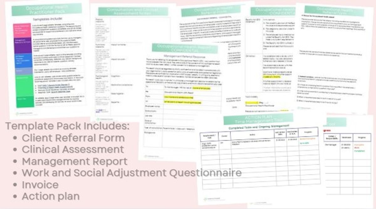 Occupational Health Digital Templates for Clinicians: Fitness for Work, Case Management, Management Referral Work