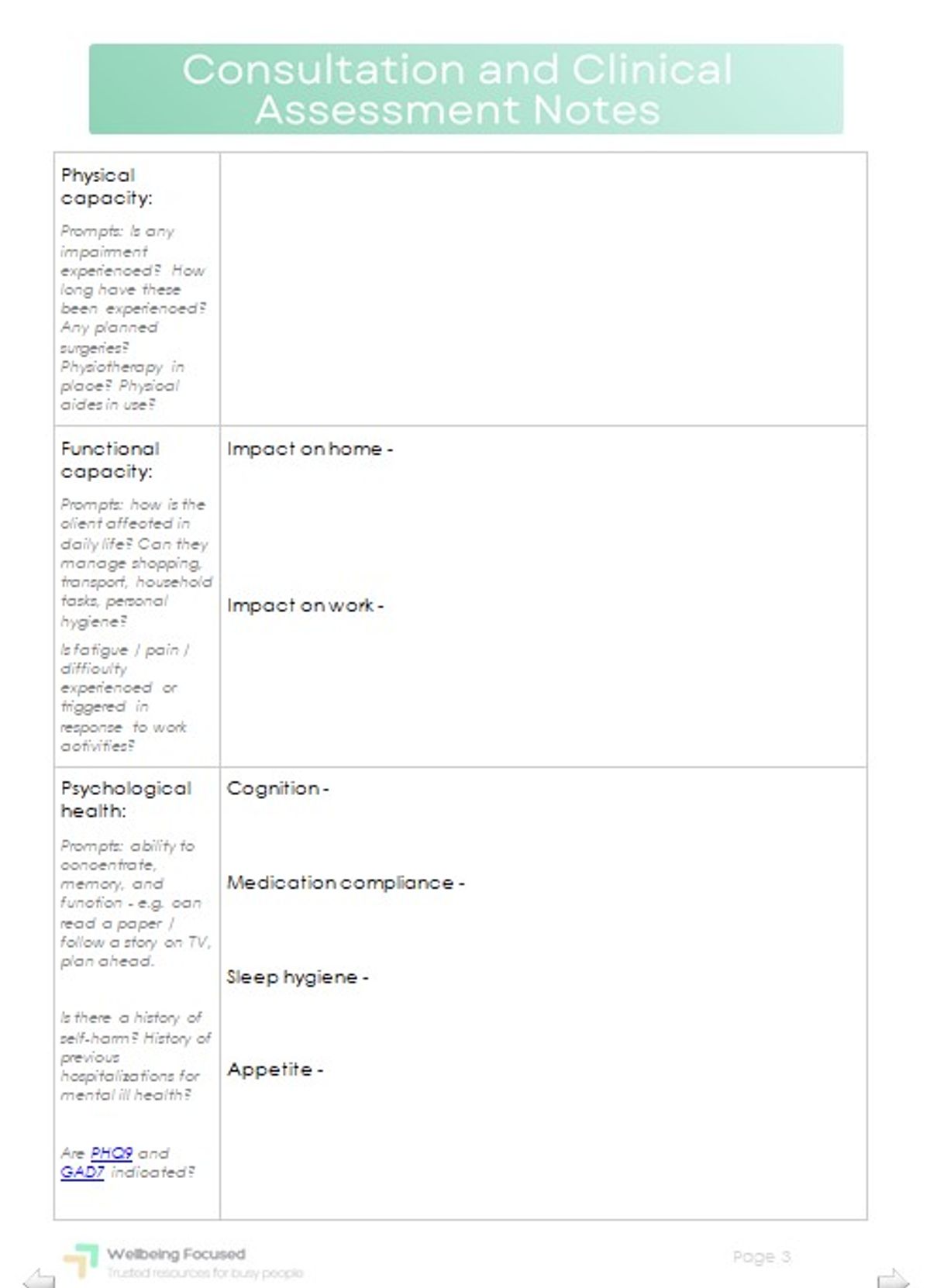 Occupational Health Digital Templates for Clinicians: Fitness for Work, Case Management, Management Referral Work