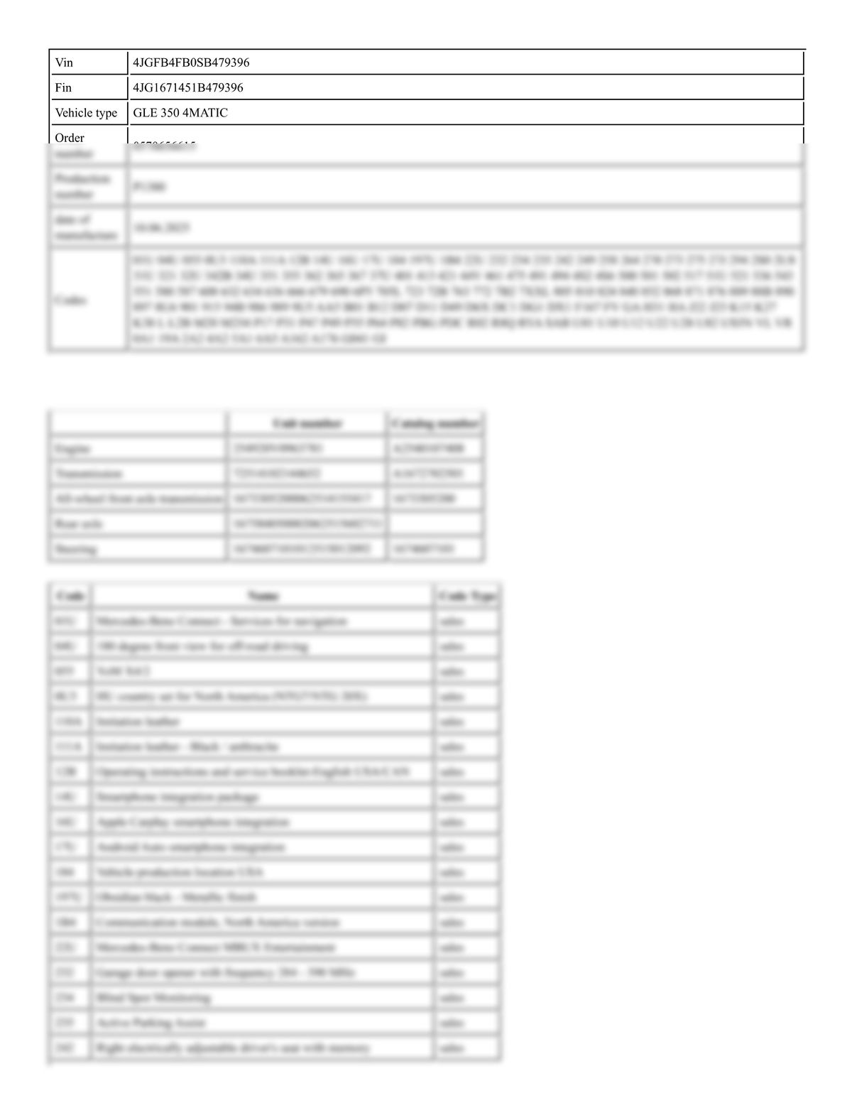 Build Sheet VIN 4JGFB4FB0SB479396