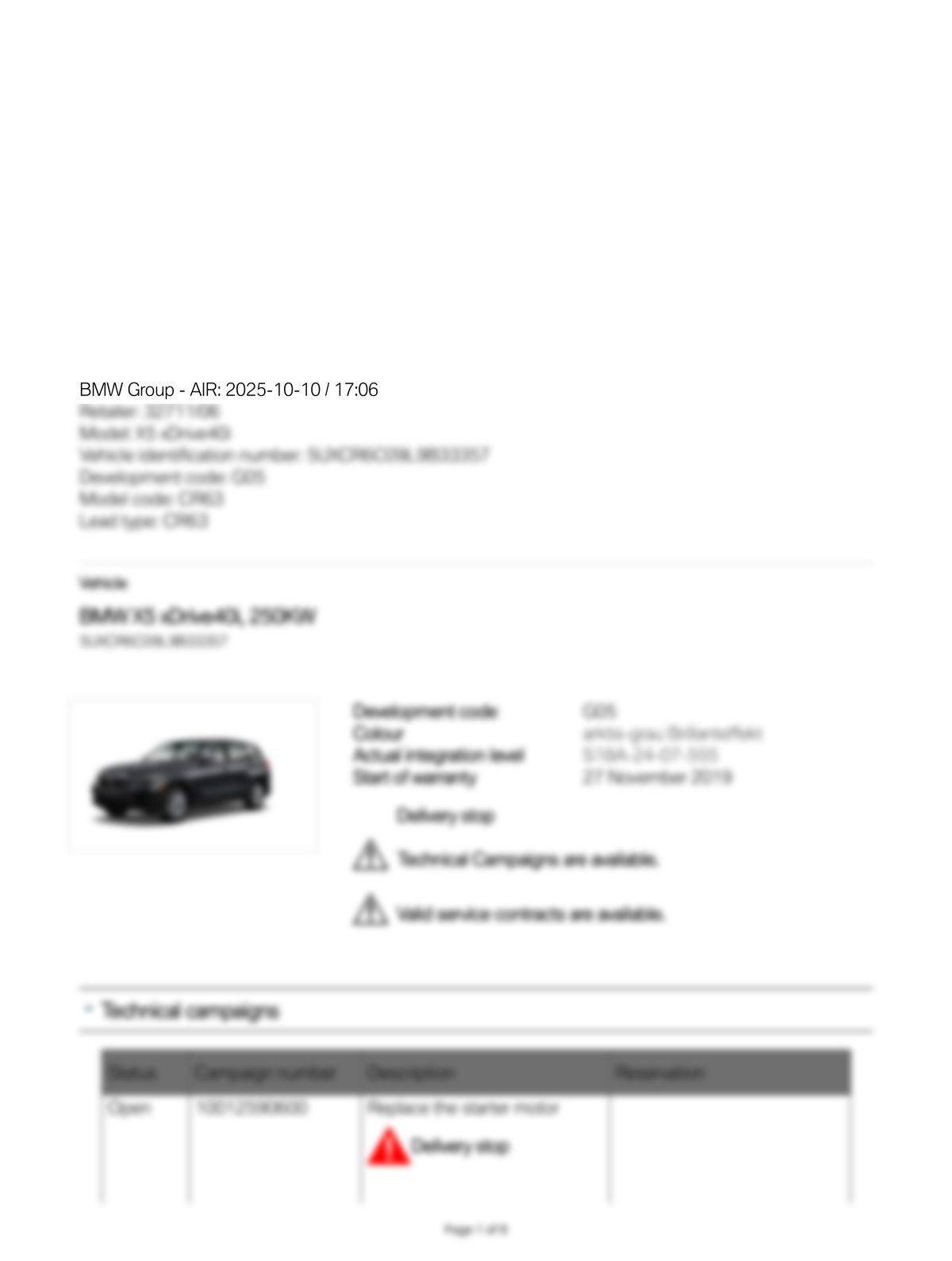 Service History Report VIN 5UXCR6C09L9B33357