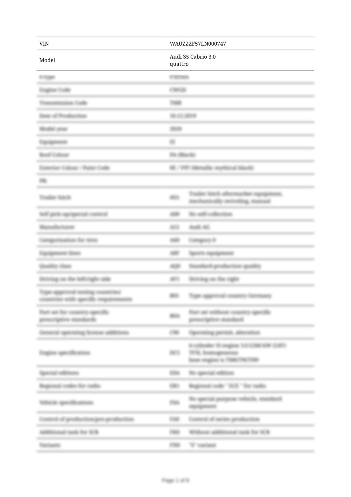Build Sheet VIN WAUZZZF57LN000747