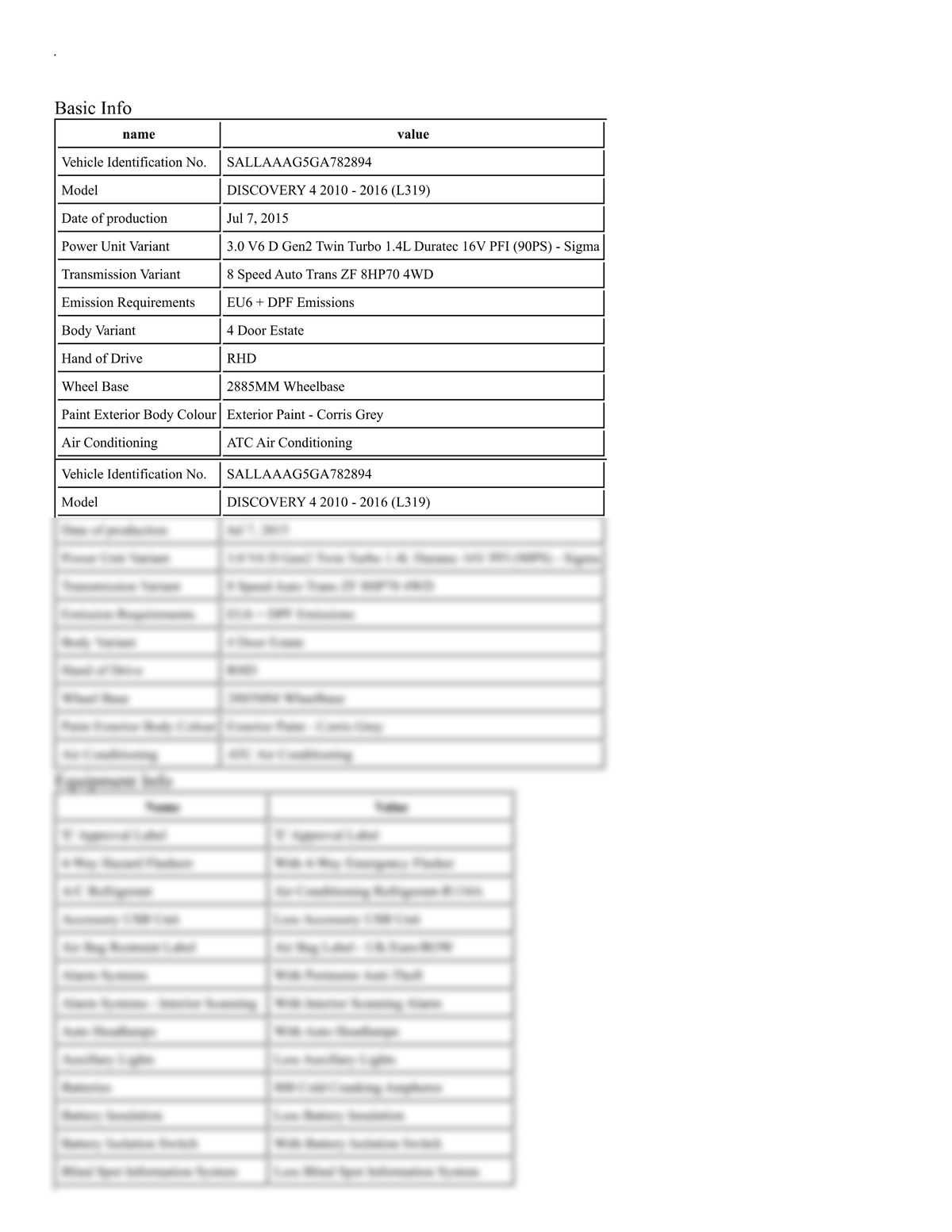 Build Sheet VIN SALLAAAG5GA782894