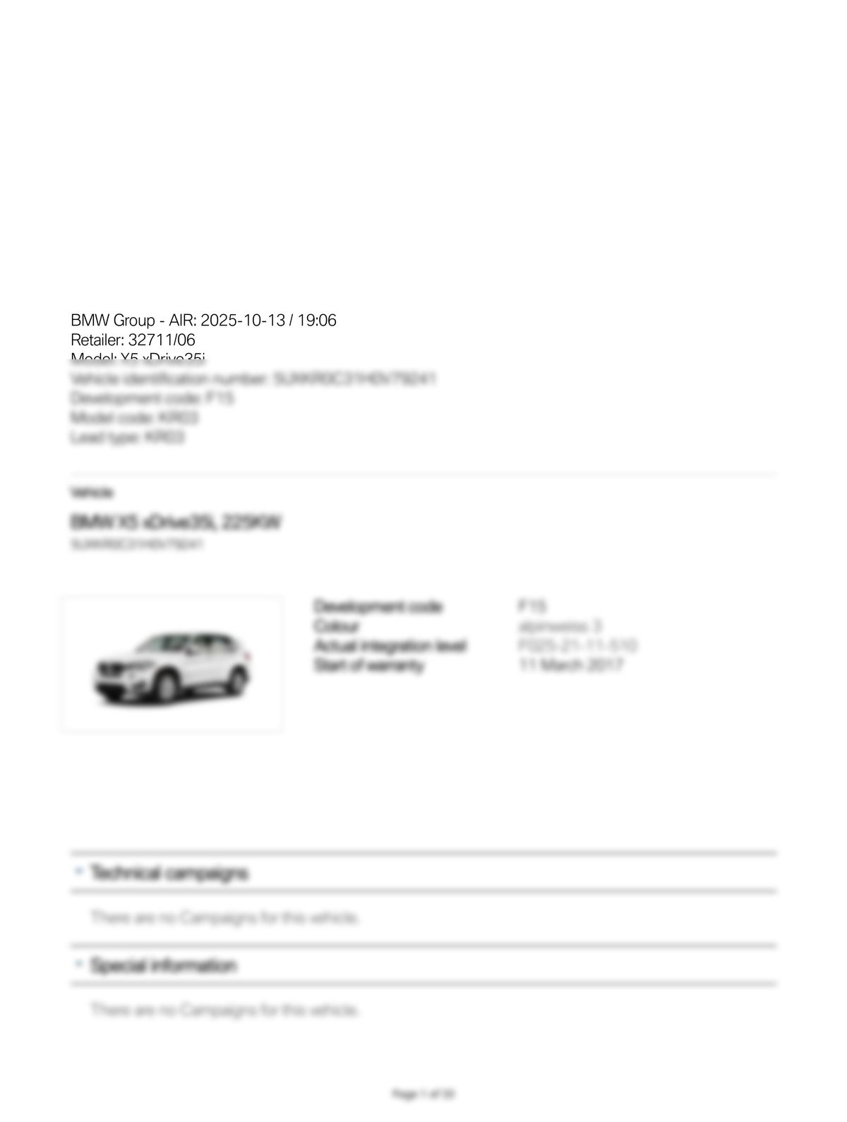 Service History Report VIN 5UXKR0C31H0V79241
