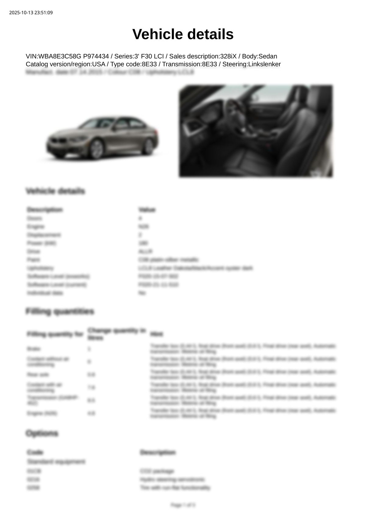 Build Sheet VIN WBA8E3C58GP974434