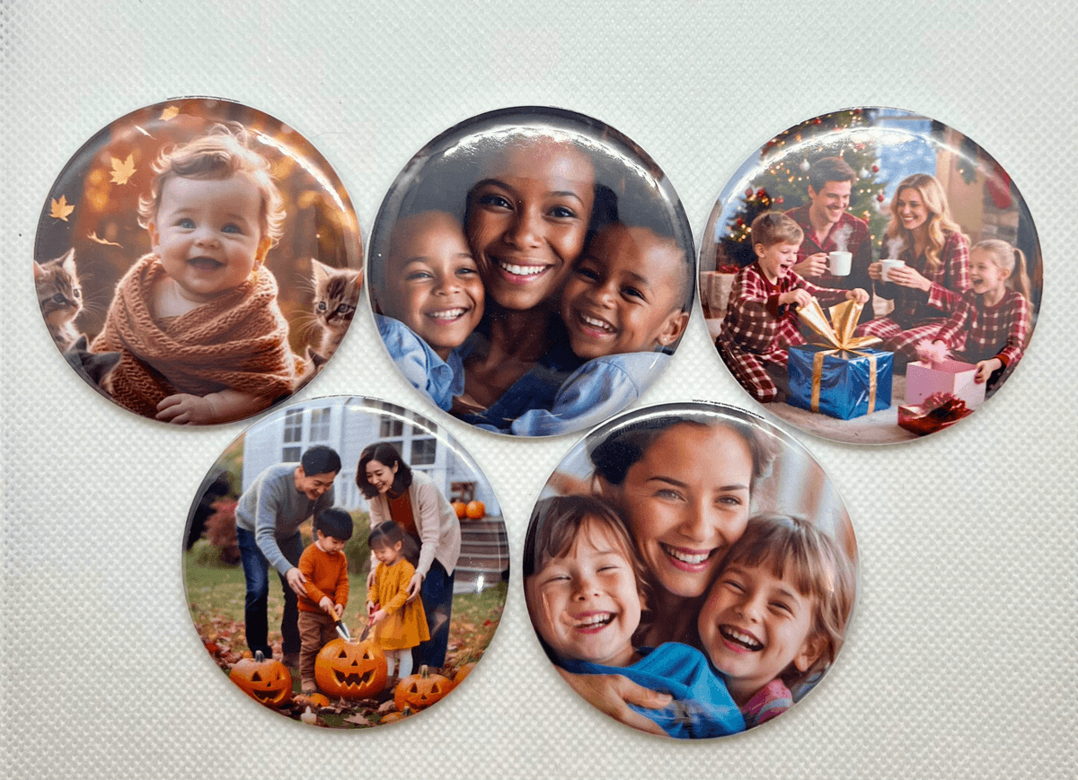 Custom Photo Round Magnet - 5 Pack Handmade with Love