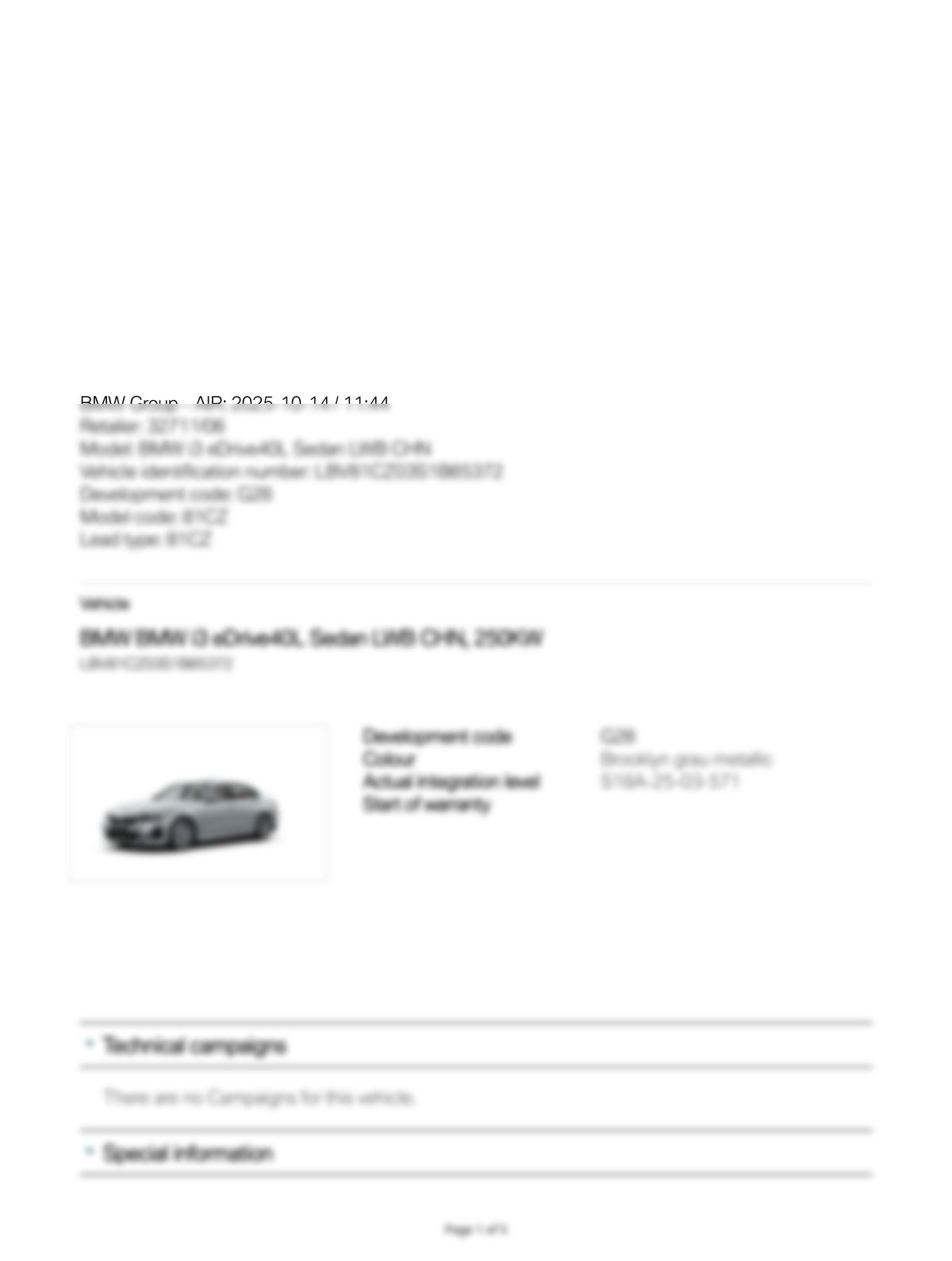 Service History Report VIN LBV81CZ03S1B85372