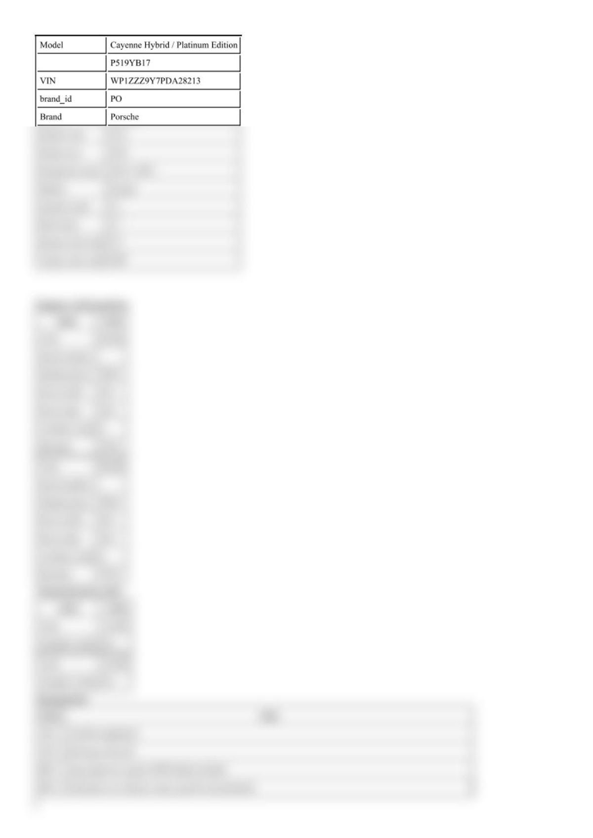 Build Sheet VIN WP1ZZZ9Y7PDA28213