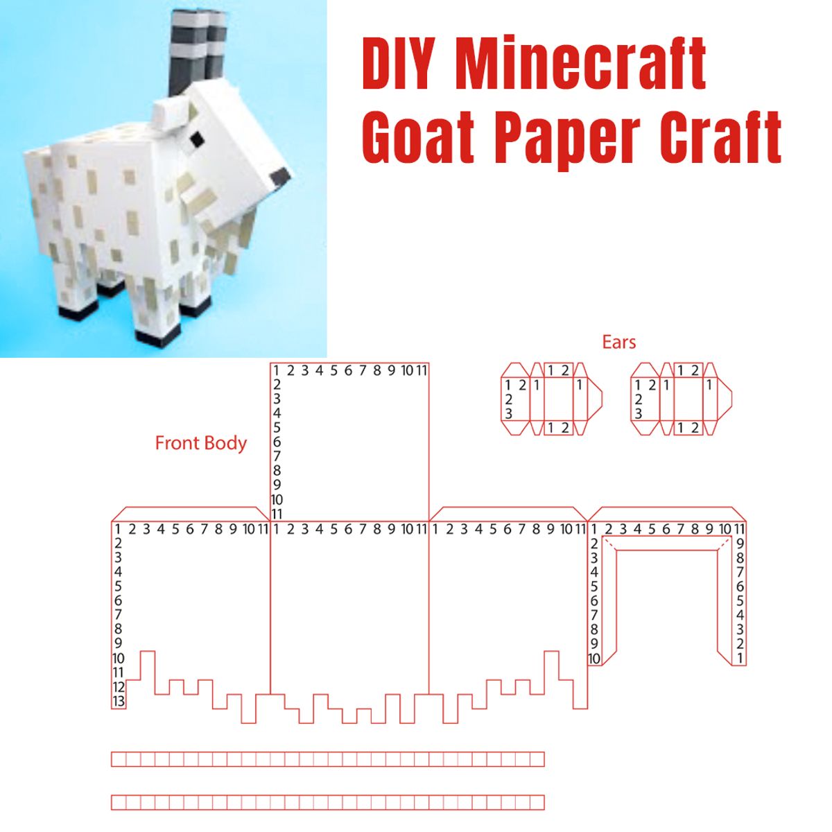 DIY Minecraft Goat Paper Craft Template