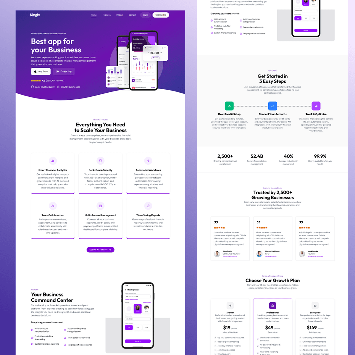 Mobile app landing page