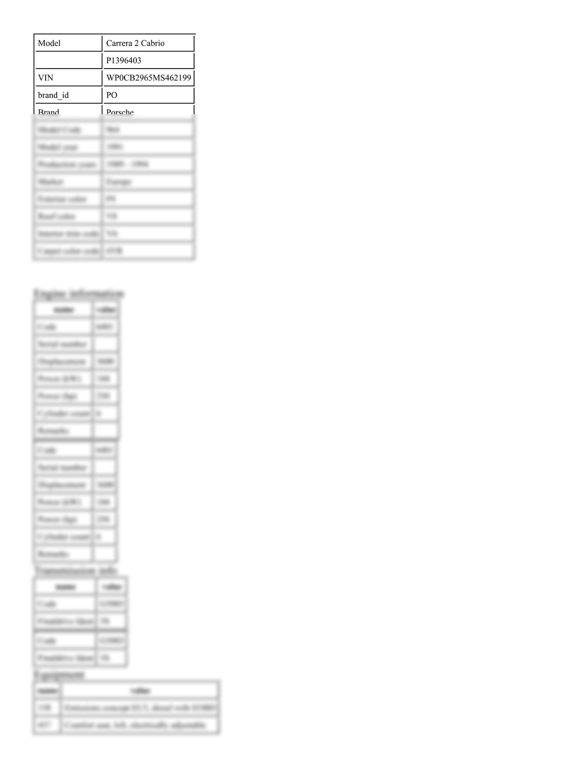 Build Sheet VIN WP0CB2965MS462199