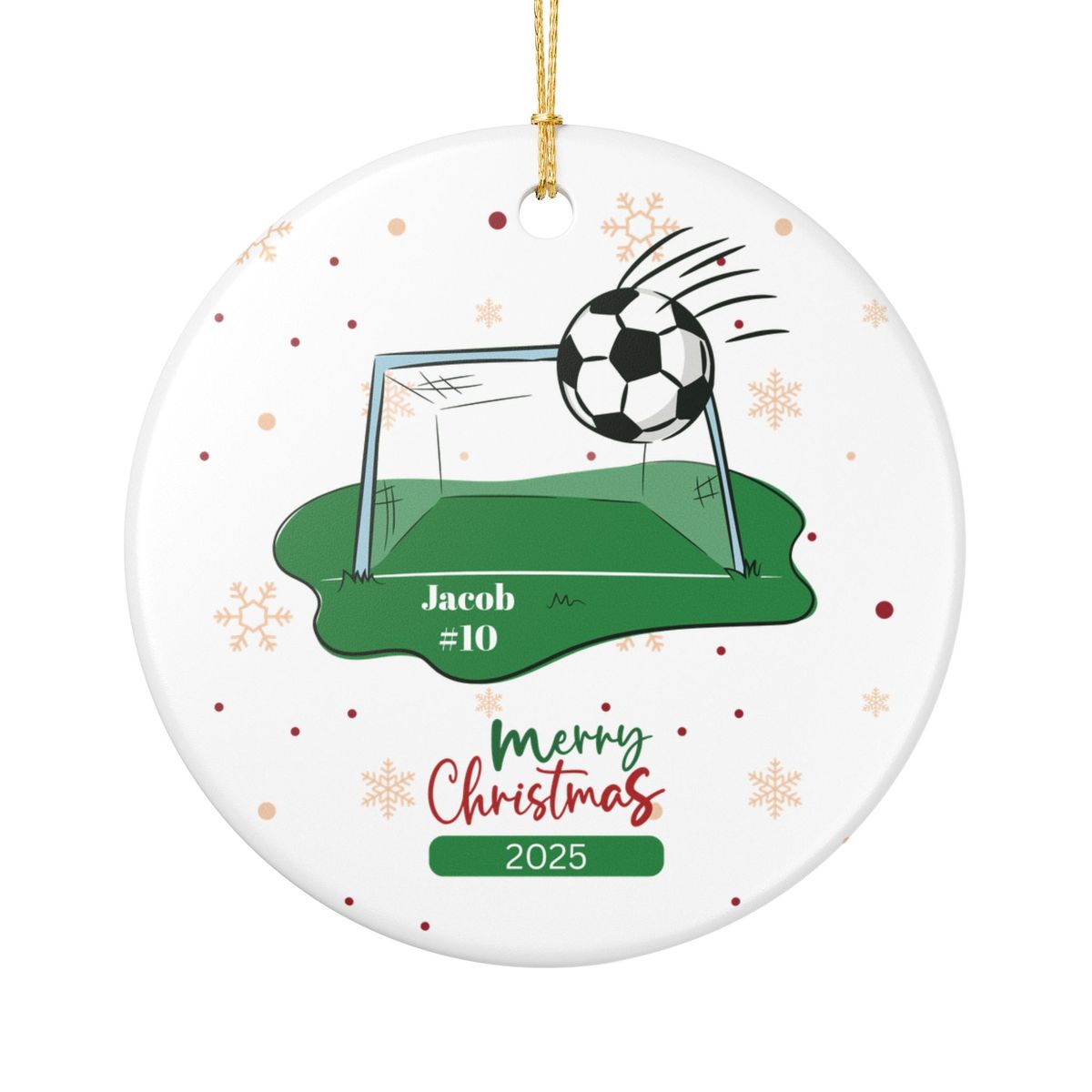 Soccer Net Personalized Ceramic Ornament, Christmas Decoration, Soccer Player Gift