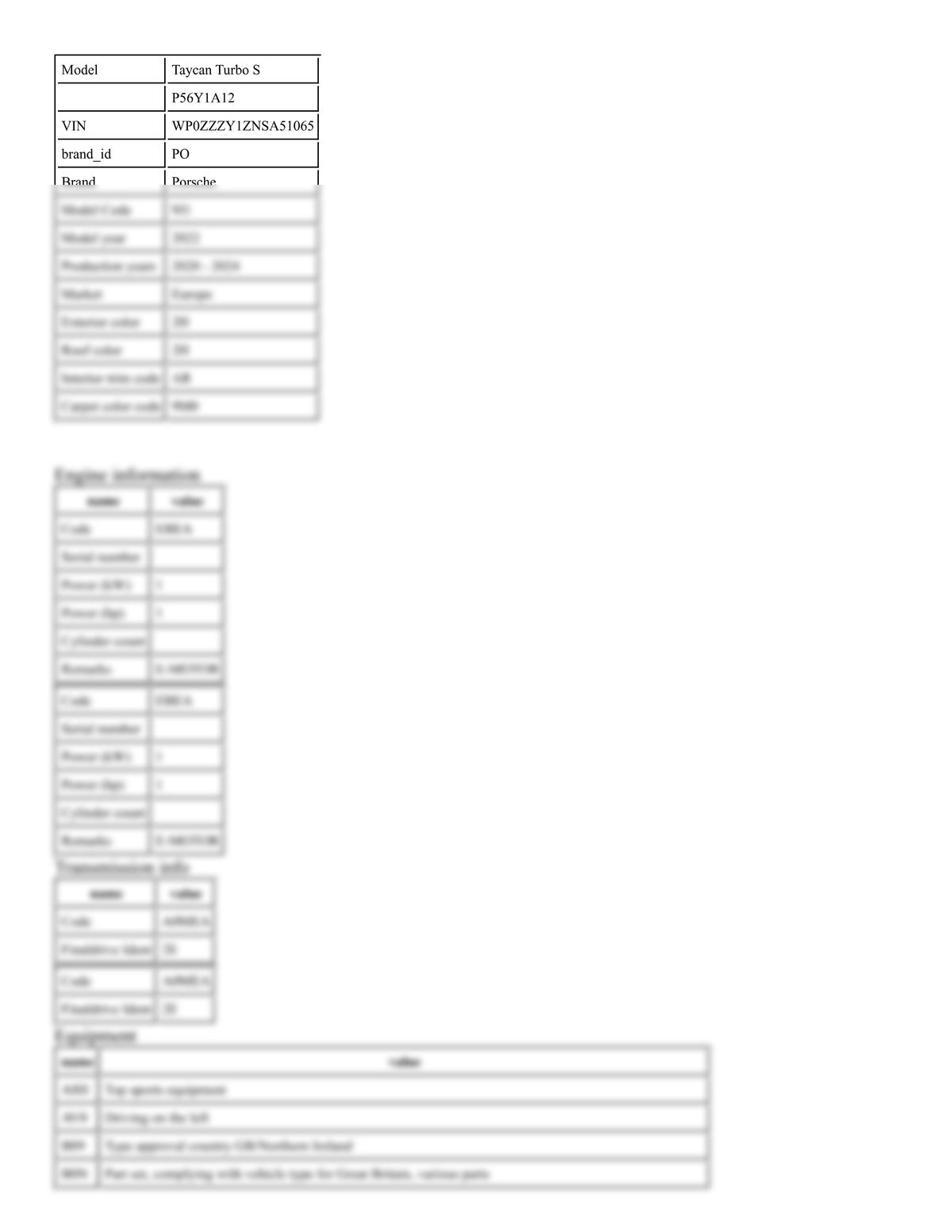 Build Sheet VIN WP0ZZZY1ZNSA51065