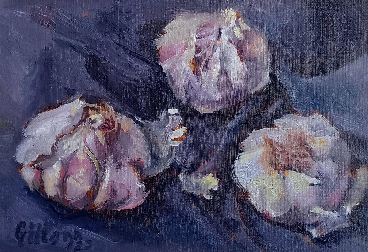 Three heads of Garlic- Oil painting