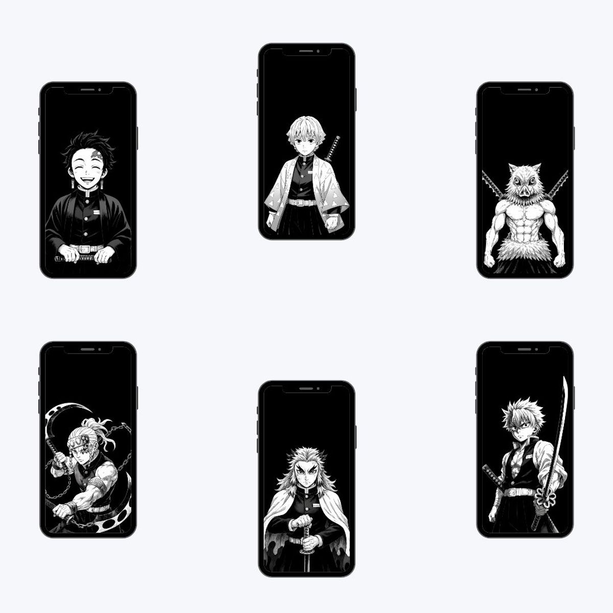 Demon slayer white & black 4k images