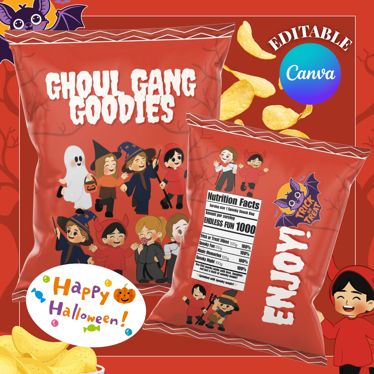 FREE Halloween Chipbag Template 💖