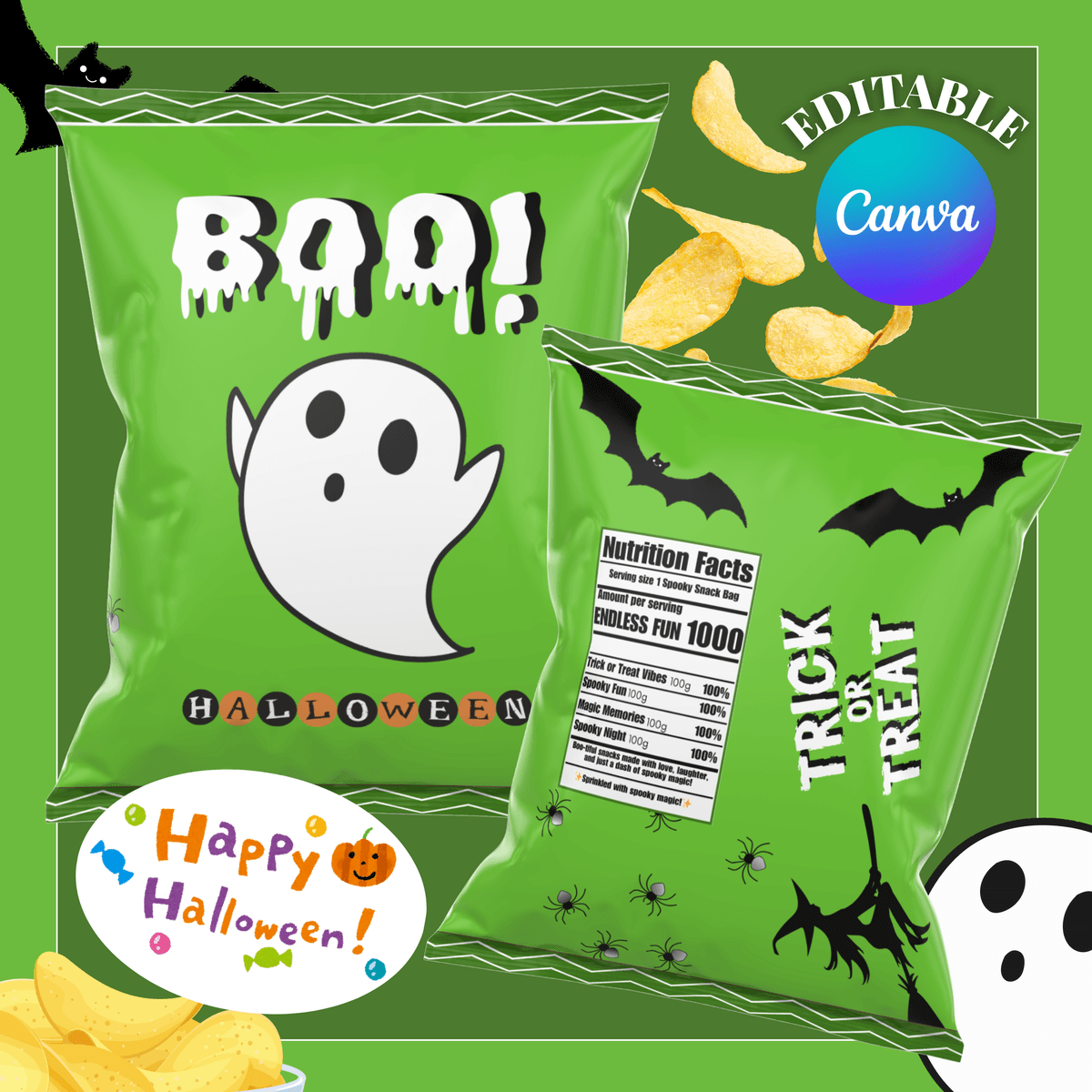 FREE Halloween Chipbag Template 💖