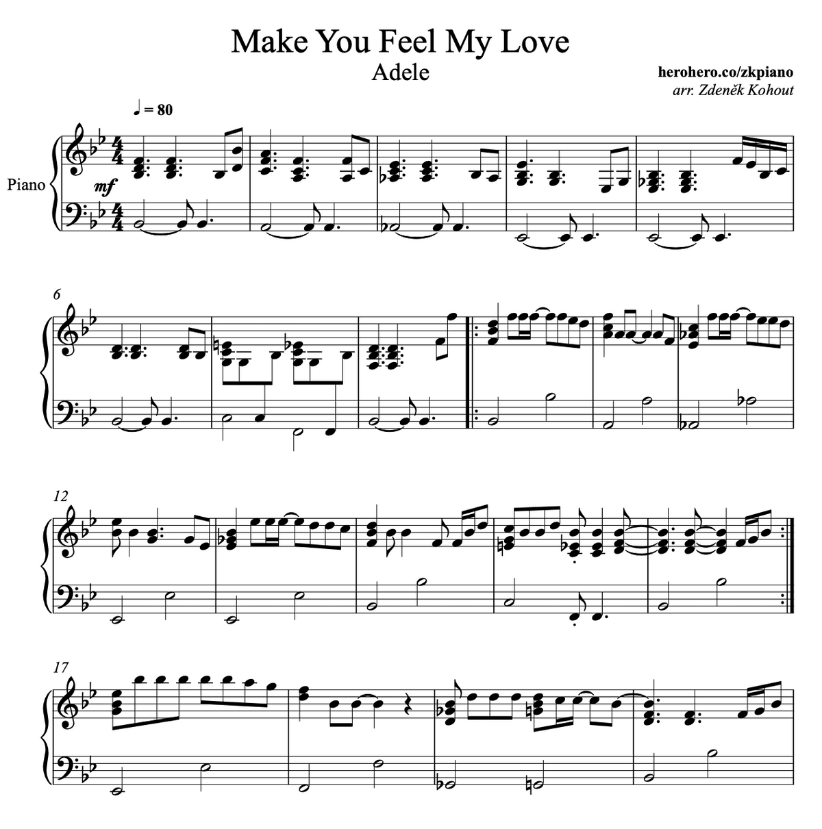 Make You Feel My Love - Adele - piano noty