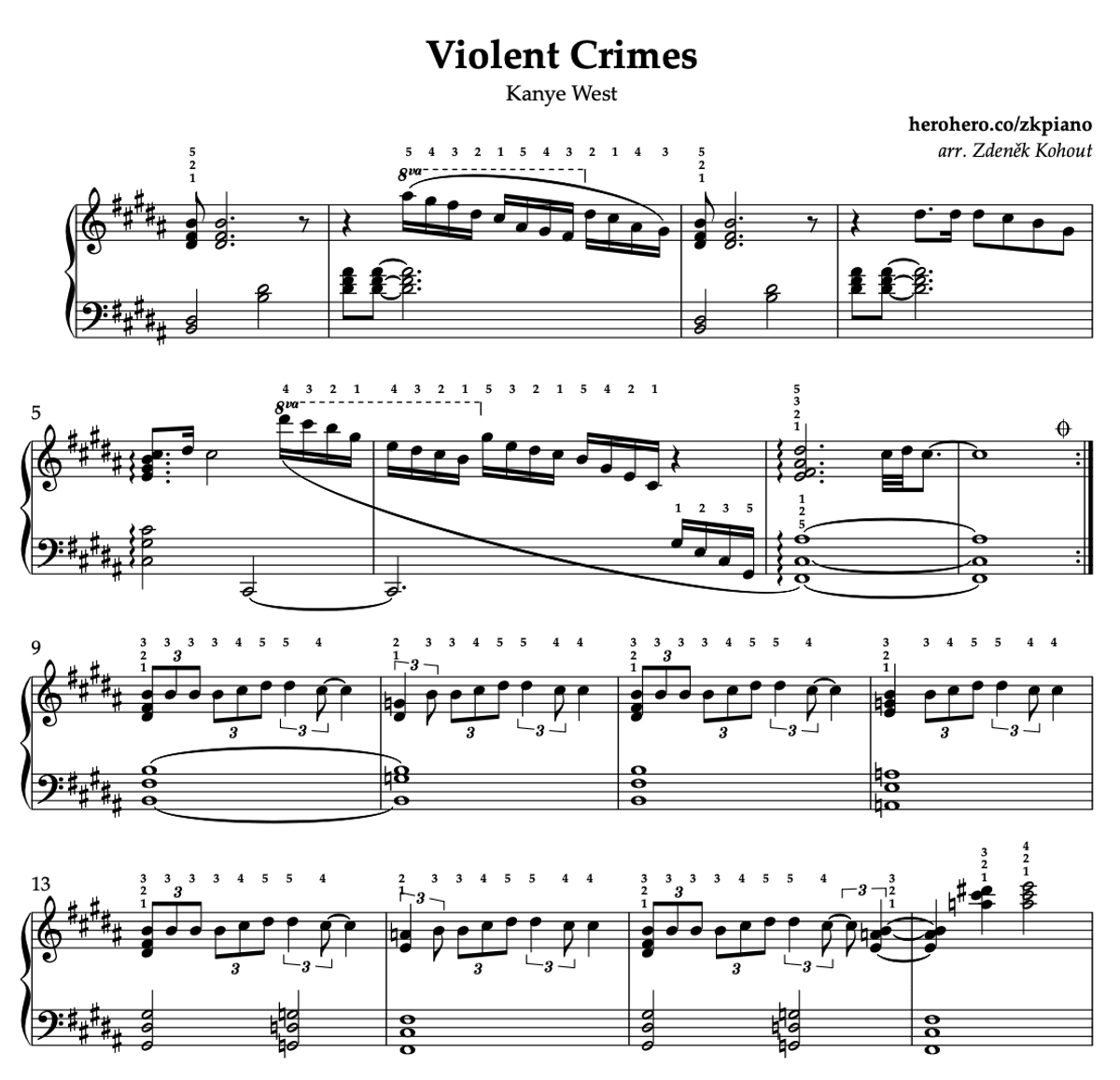 Violent Crimes - Kanye West - piano noty