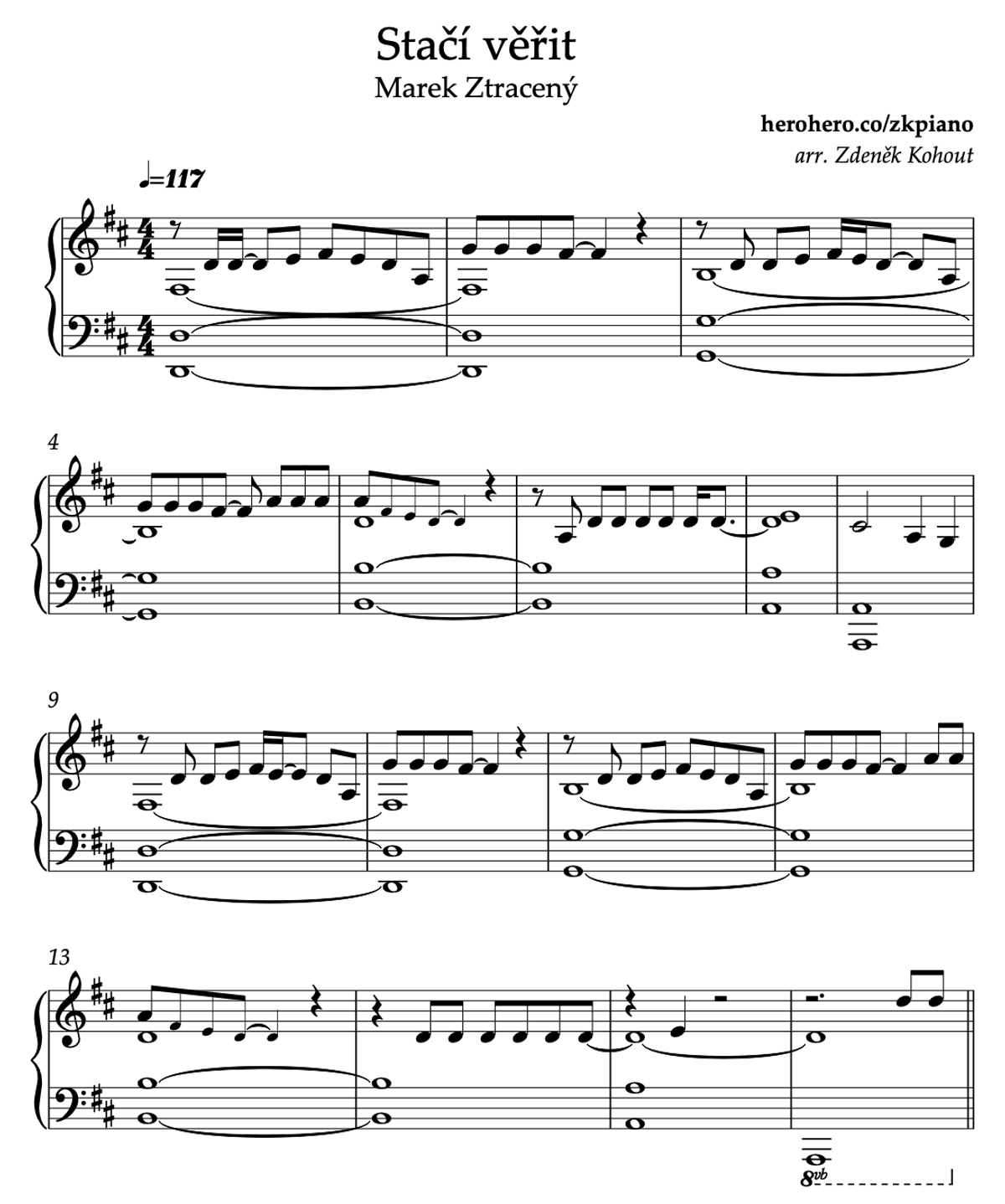 Stačí věřit - Marek Ztracený - piano noty