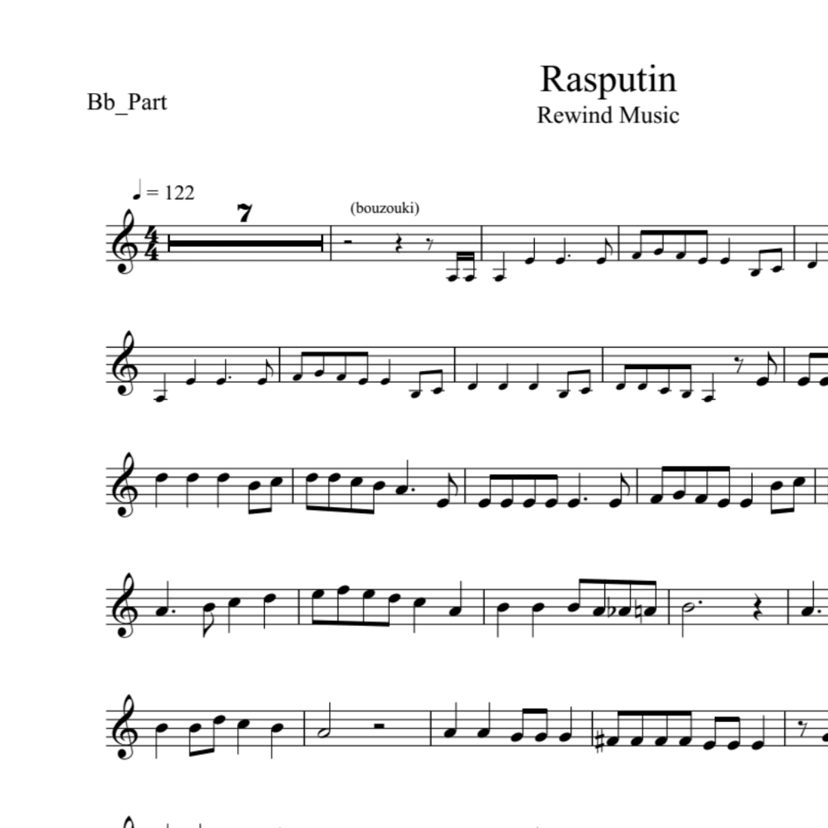 BT0429 Rasputin Lower Key Backing Track and Sheet Music