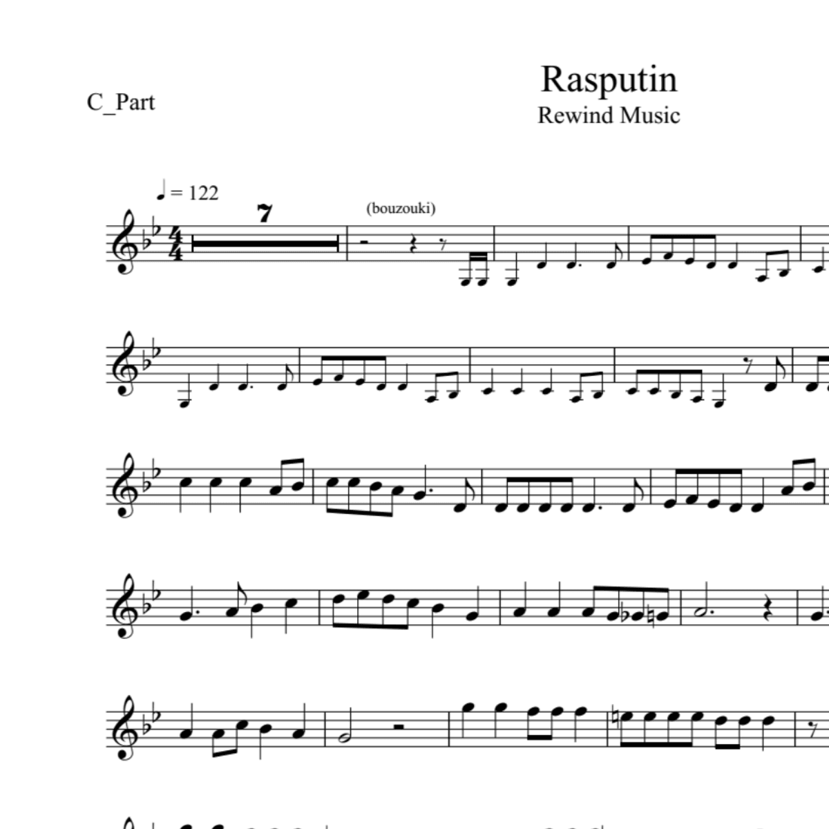 BT0429 Rasputin Lower Key Backing Track and Sheet Music