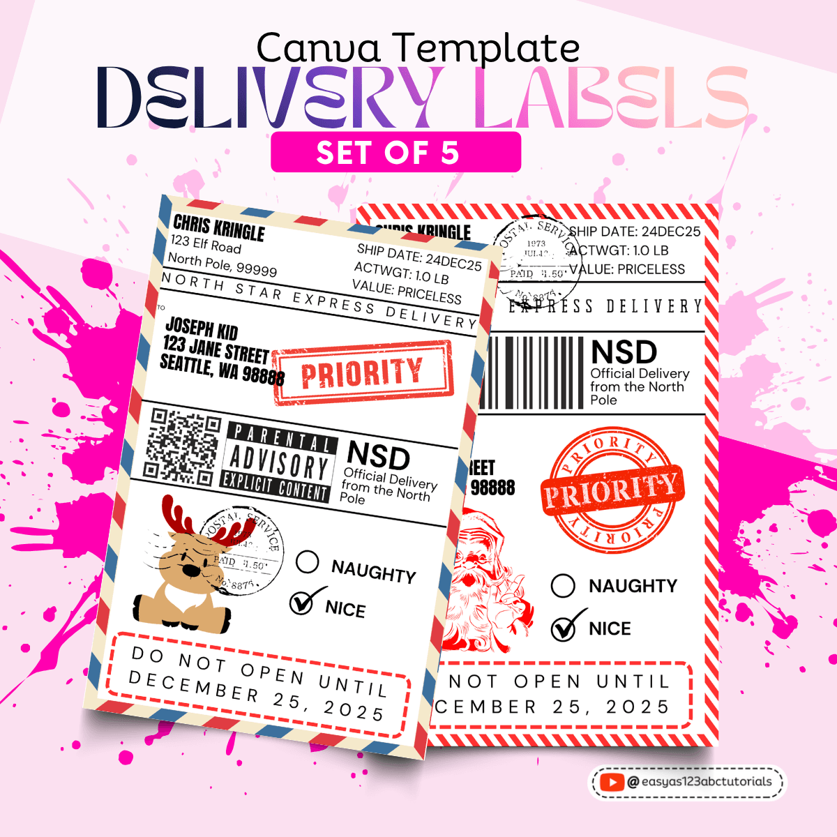 Christmas Delivery Labels - Set of 5