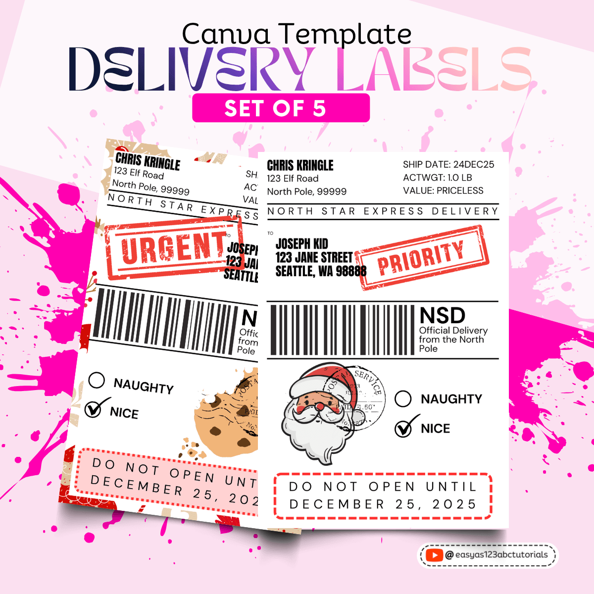 Christmas Delivery Labels - Set of 5