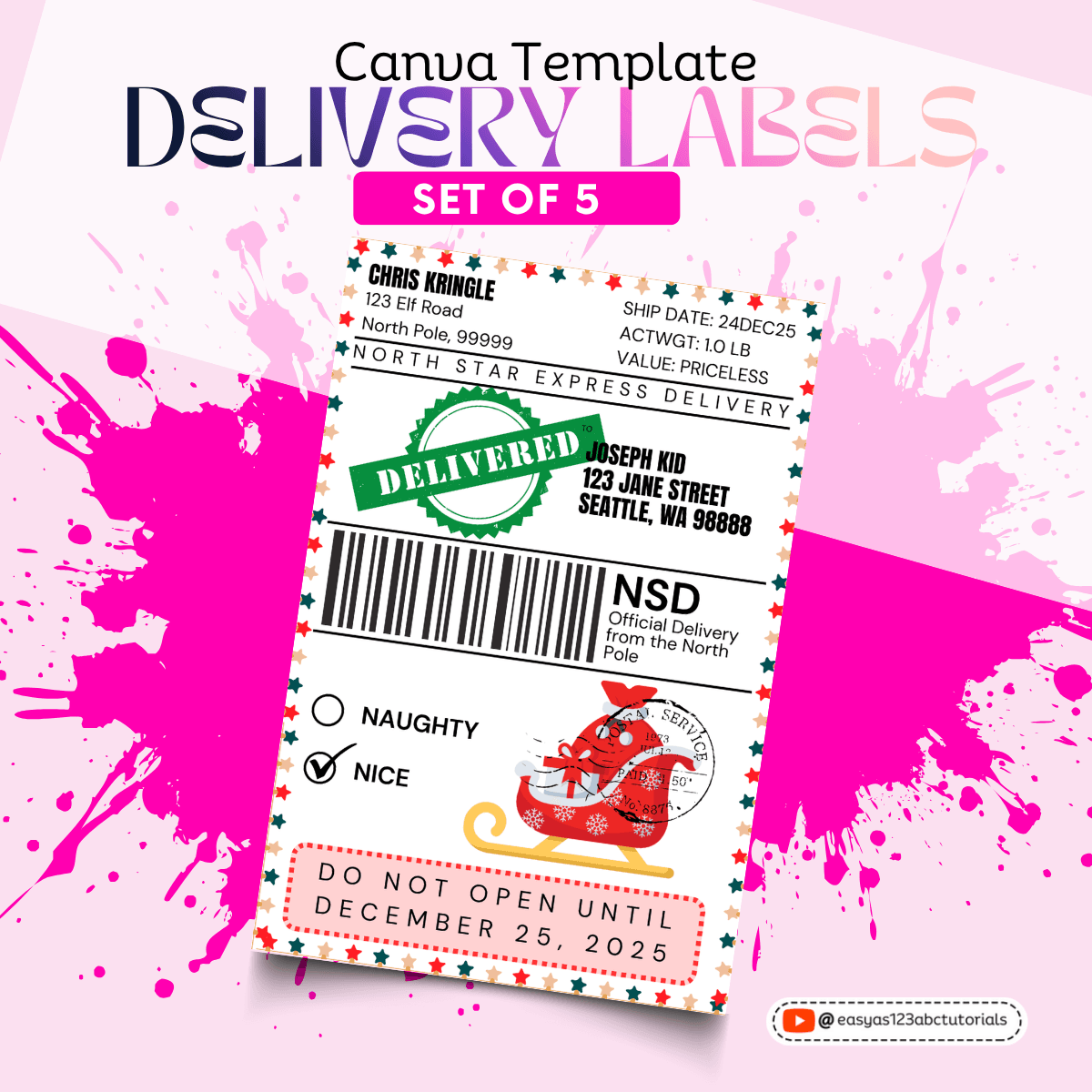Christmas Delivery Labels - Set of 5