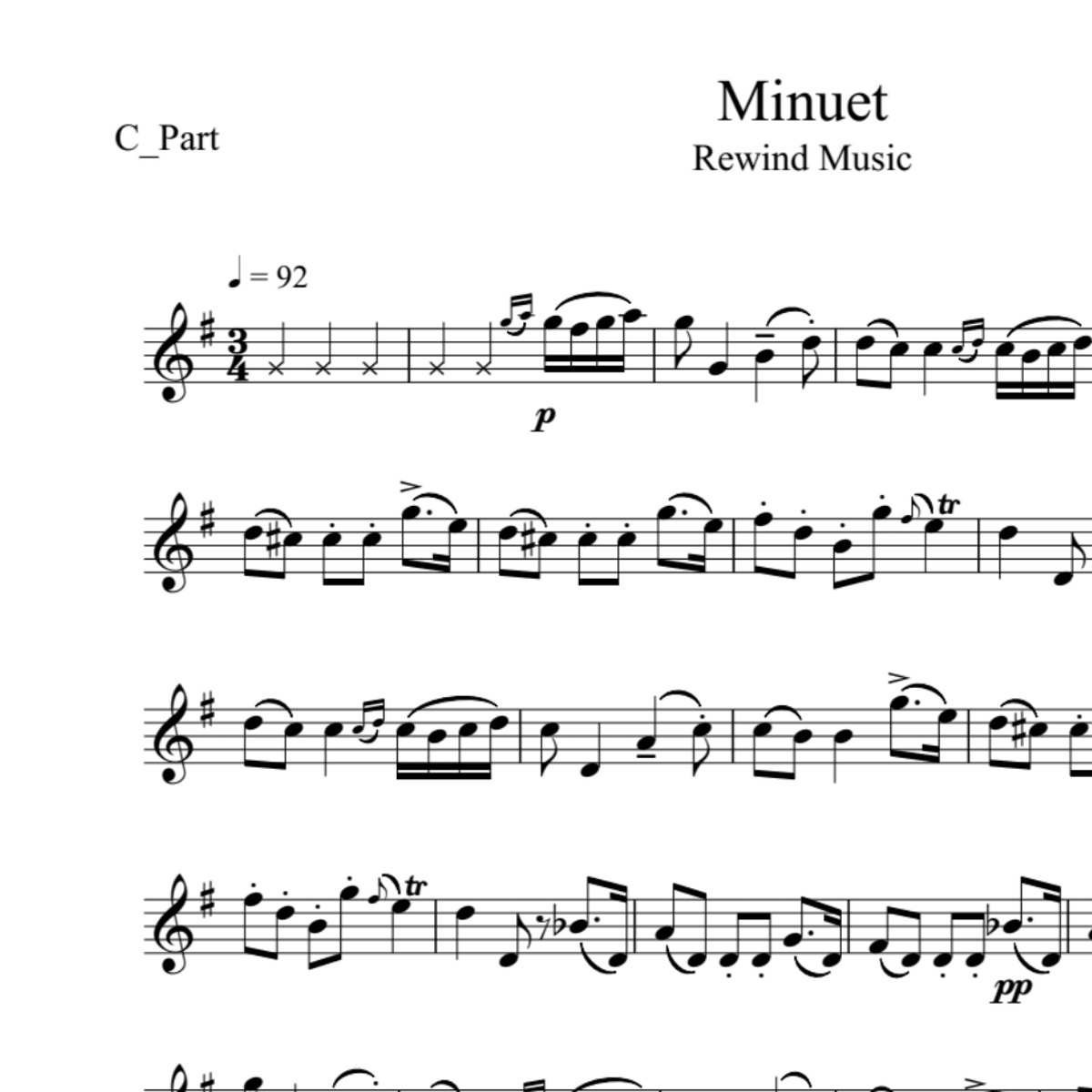 BT0383 Boccherini Minuet for Flute Backing Track and Sheet Music