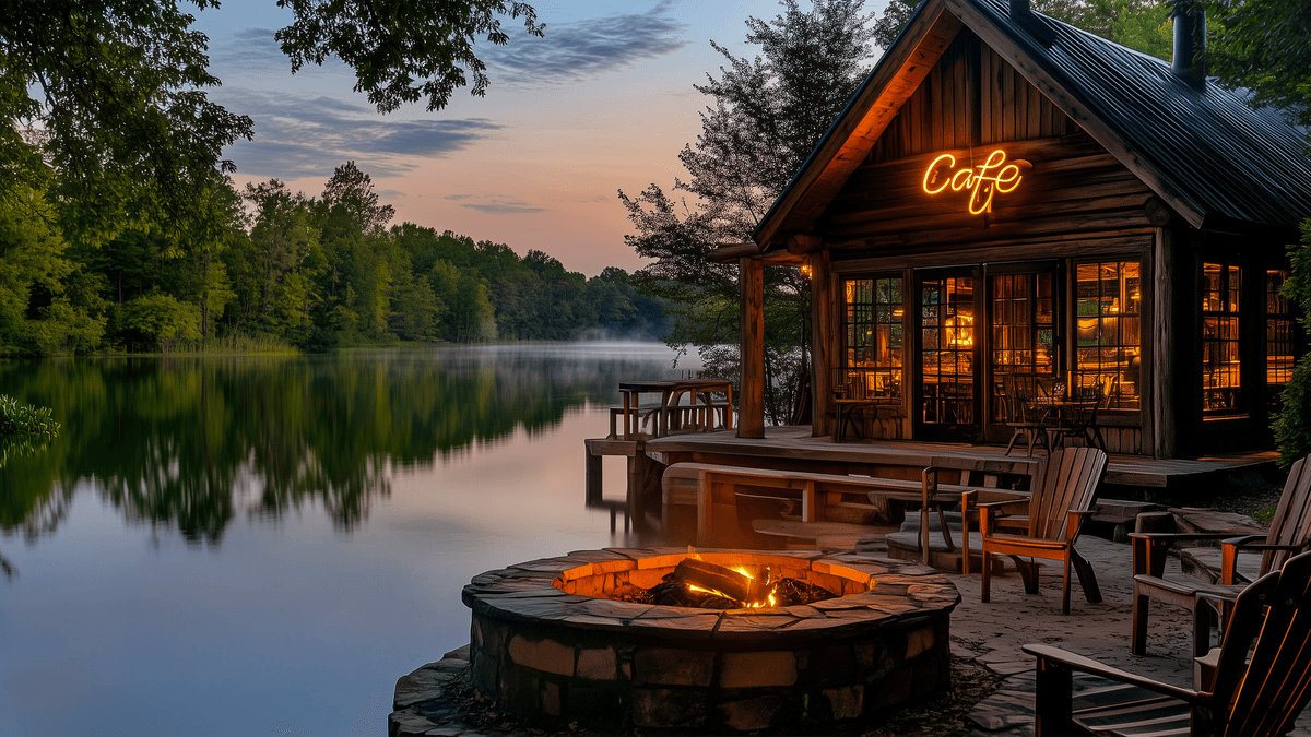 Cozy Cafe by the Lake - 5 Images ready for Animations