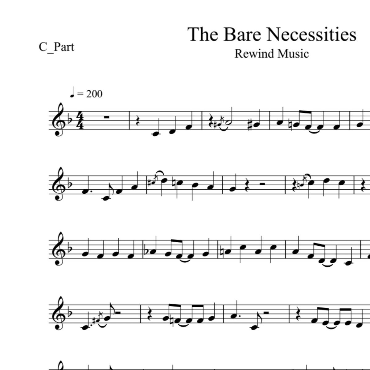 BT0431 The Bare Necessities Lower key Backing Track and Sheet Music