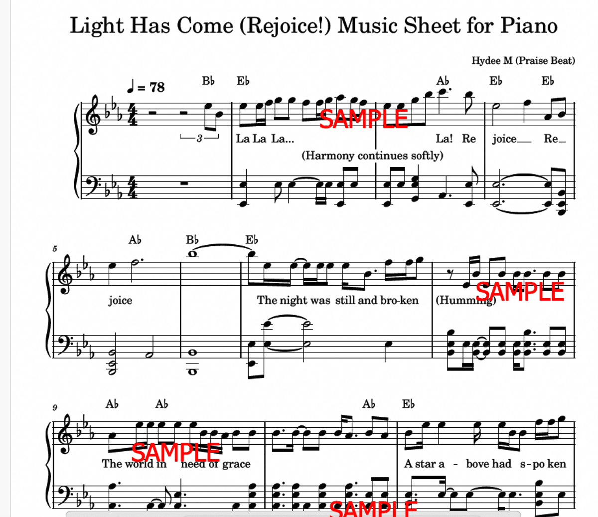 ⭐ Choir Favorite ⭐🎶 Light Has Come (Rejoice!) 💛 🌟 – Worship Piano Sheet + Accompaniment + Lyrics PDF 💛 🌟🎶 Hydee M (Praise Beat)