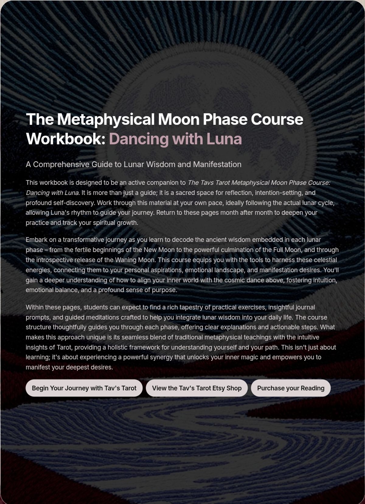 The Tav's Tarot Metaphysical Moon Phase Workbook