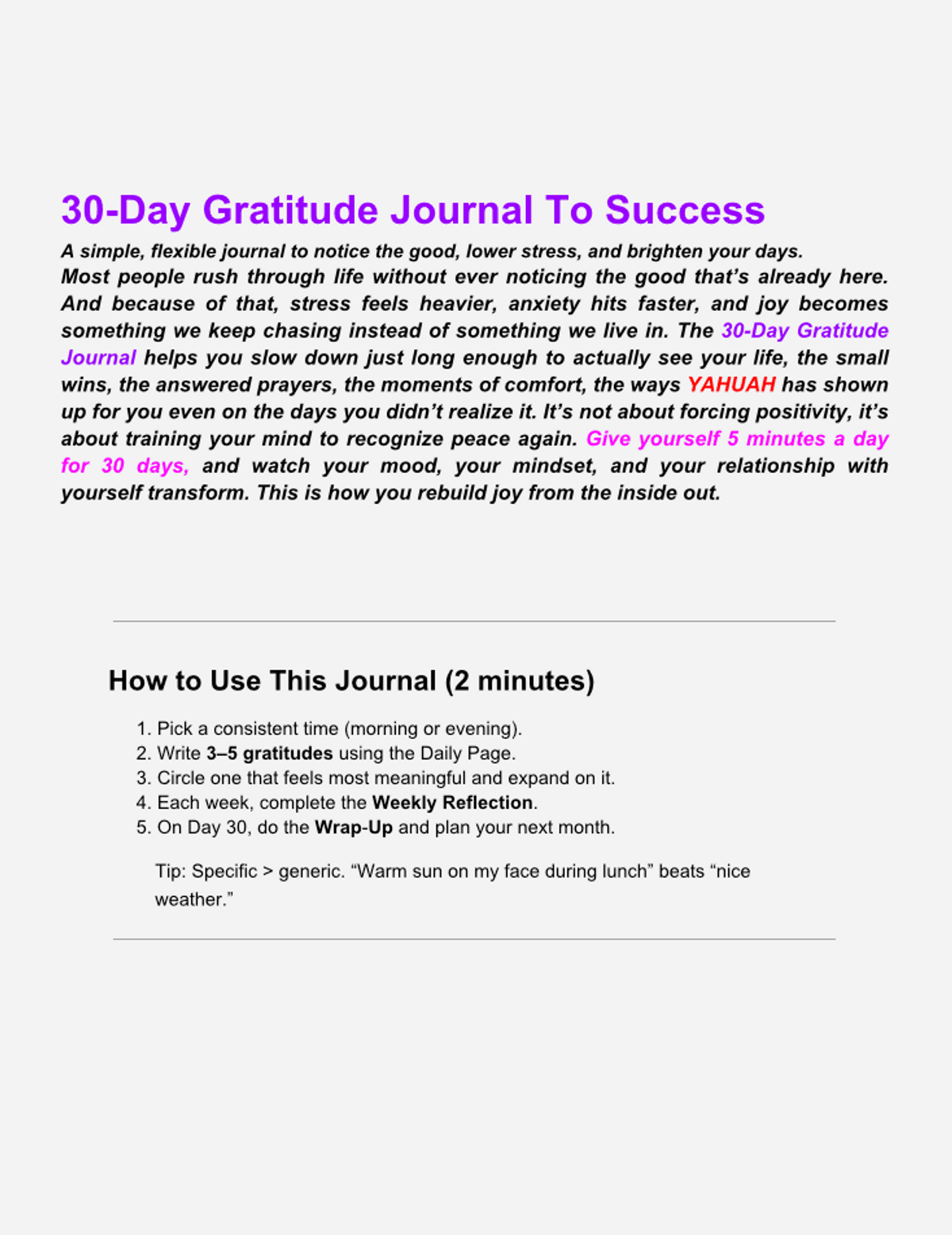 30-Day to Success: Self-Discovery & Growth