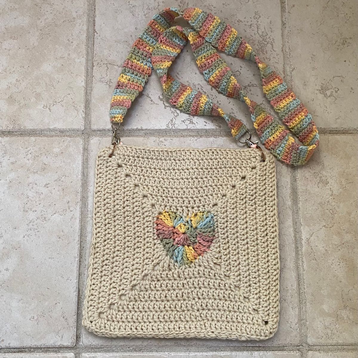 Handmade Bag - Pastel and Cream with Detachable Strap