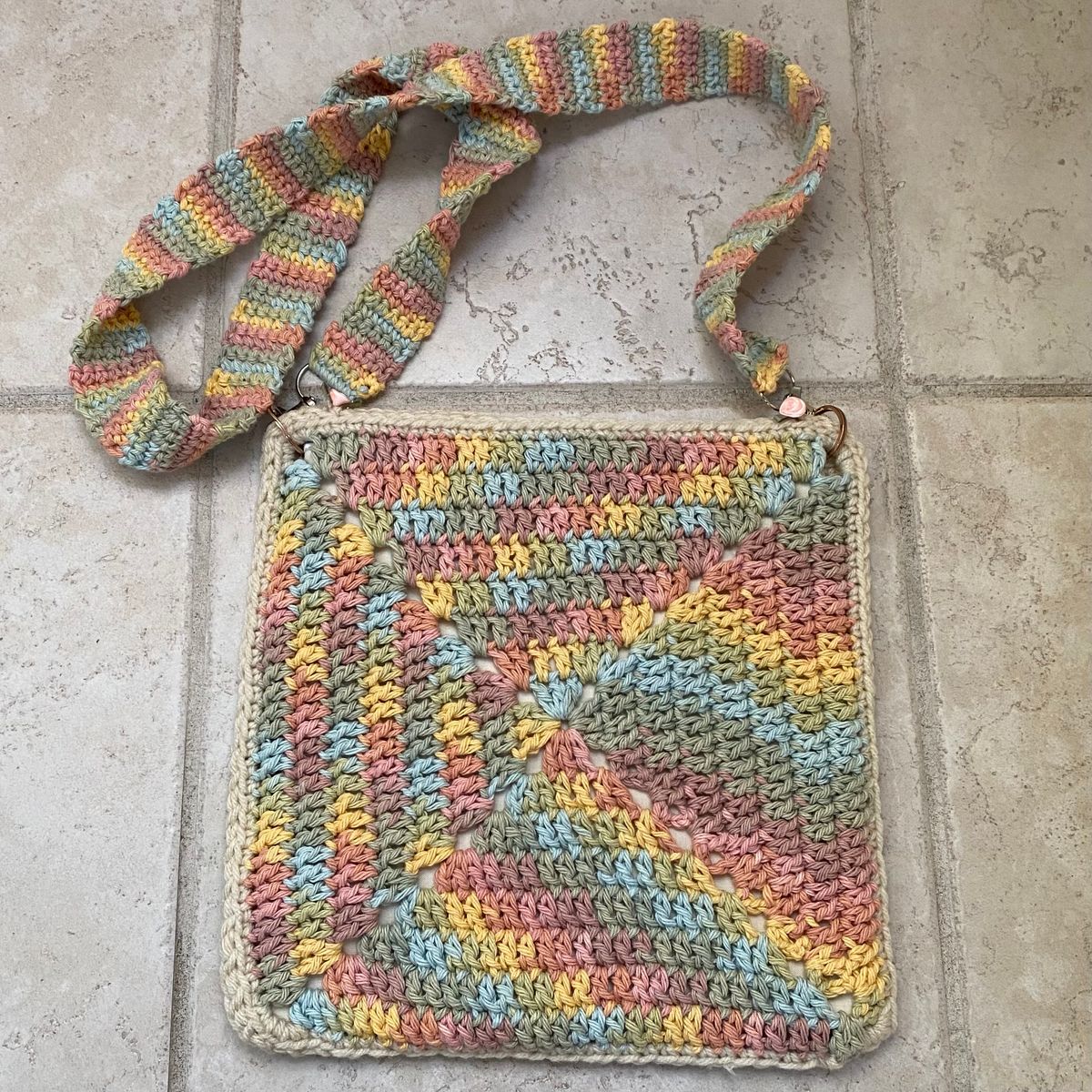 Handmade Bag - Pastel and Cream with Detachable Strap