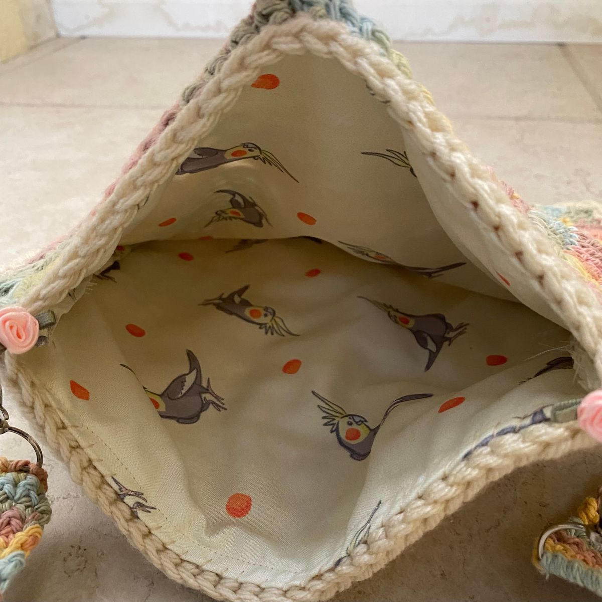 Handmade Bag - Pastel and Cream with Detachable Strap