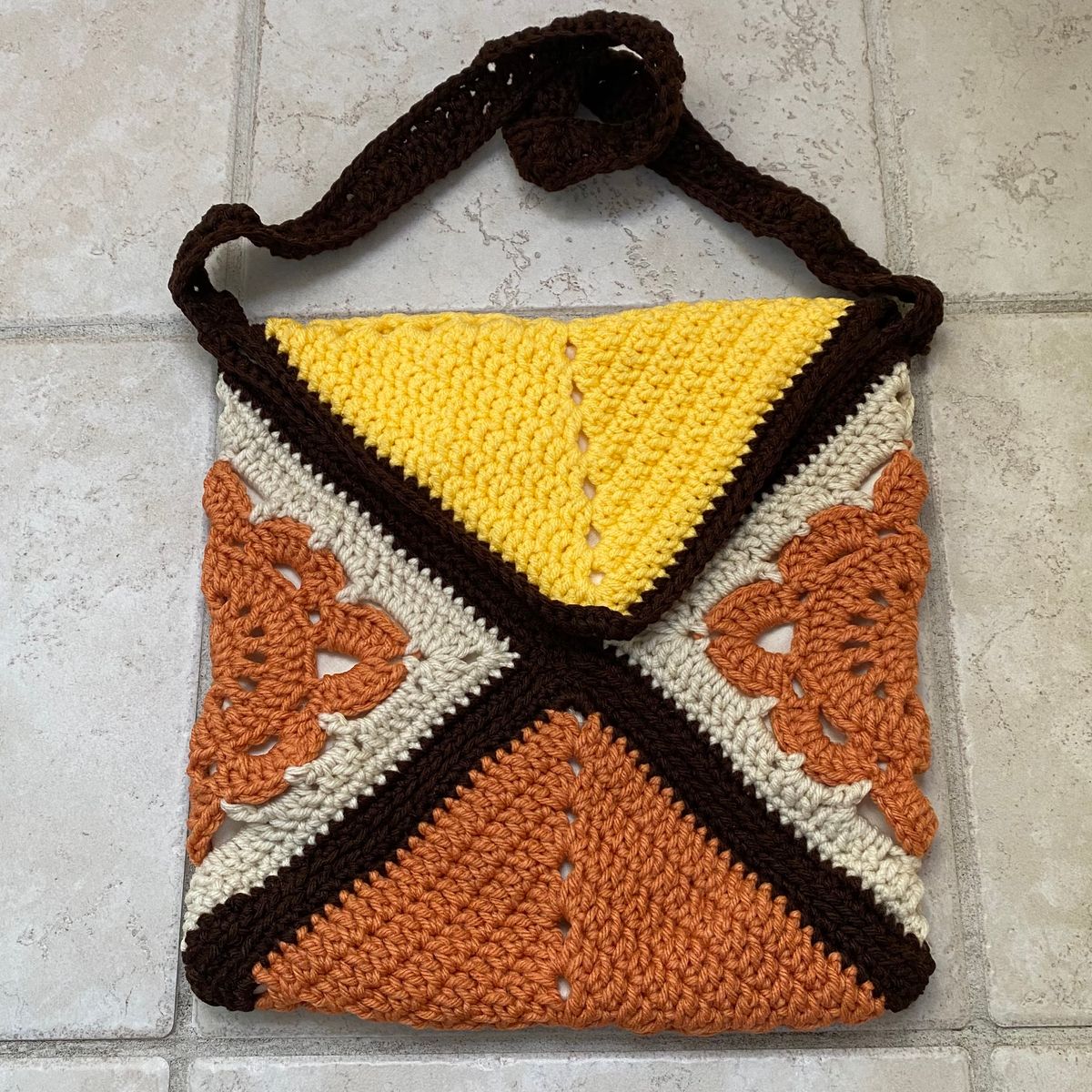 Handmade Bag - Yellow and Orange Willow Square with Attached Strap