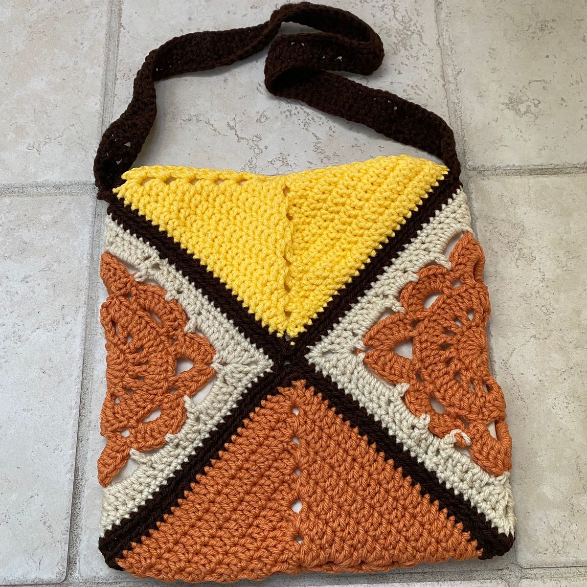 Handmade Bag - Yellow and Orange Willow Square with Attached Strap