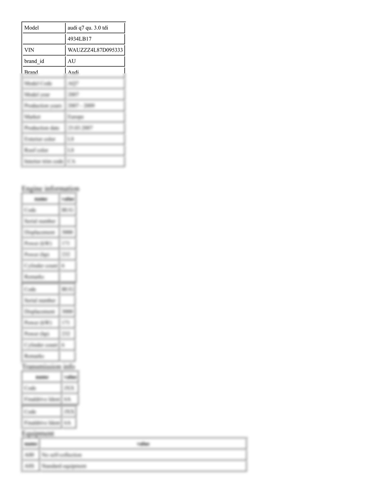 Build Sheet VIN WAUZZZ4L87D095333