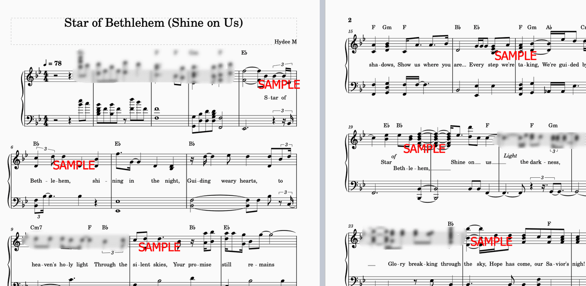 ✨ Star of Bethlehem (Shine on Us) 🌟 | Christmas Worship Piano Sheet Music with Lyrics Lyrics (PDF)🎵 | Christian Christmas Song 🎶 Hydee M (Praise Beat)