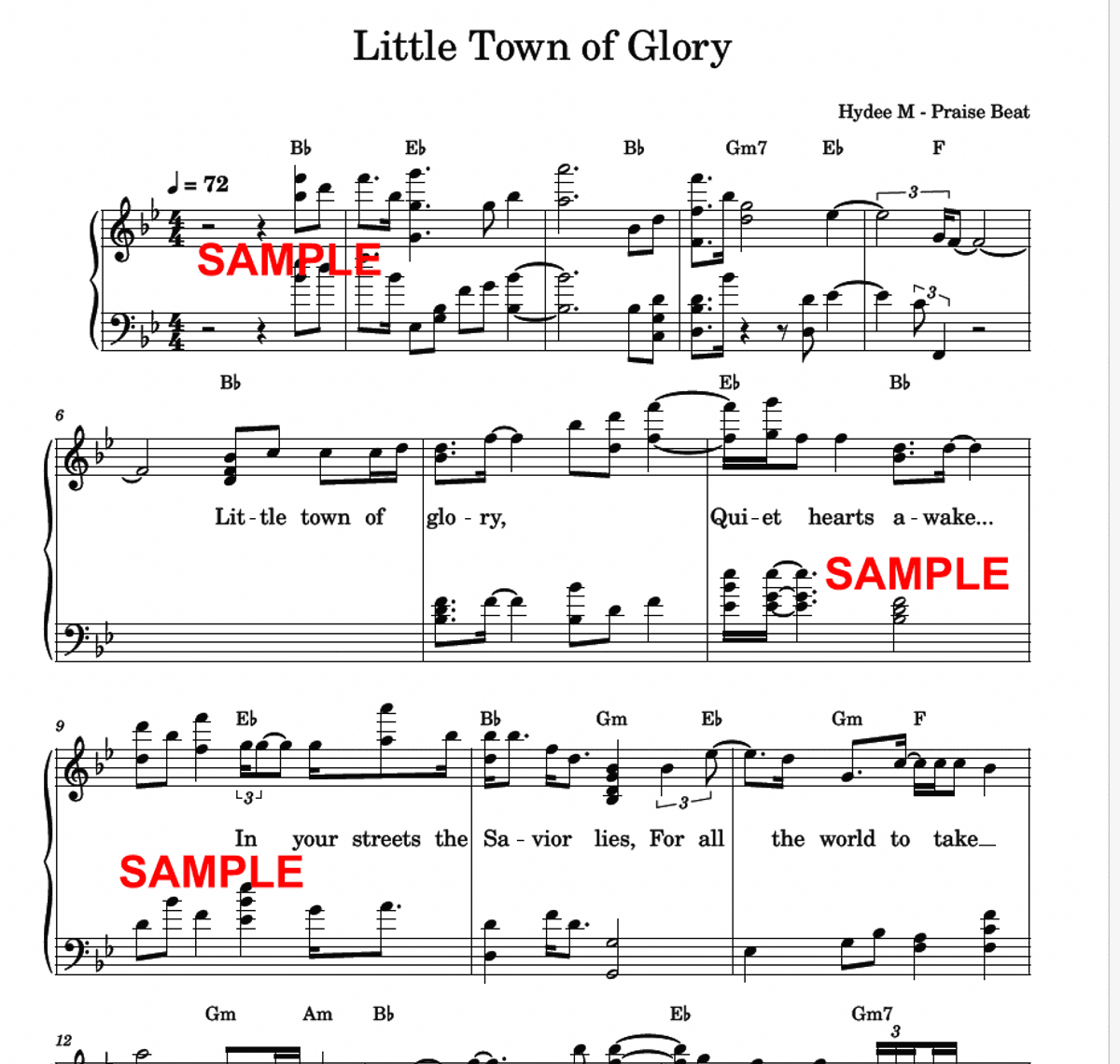 🎄✨ Little Town of Glory – Piano  Arrangement with Separate Lyric PDF | Christmas Worship Song 💛 Hydee M (Praise Beat)