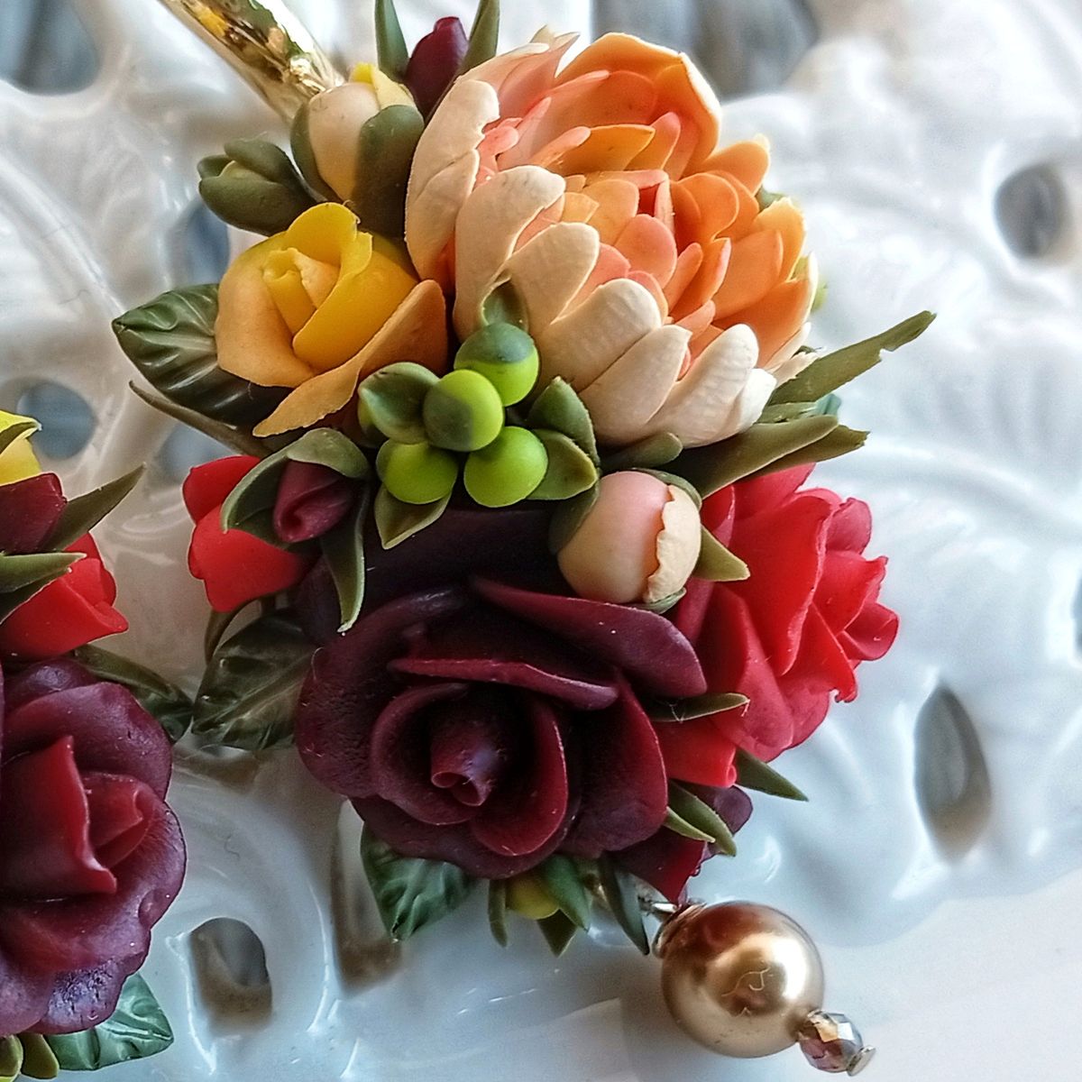 Floral Earrings – Hand-Sculpted Garden Bouquet