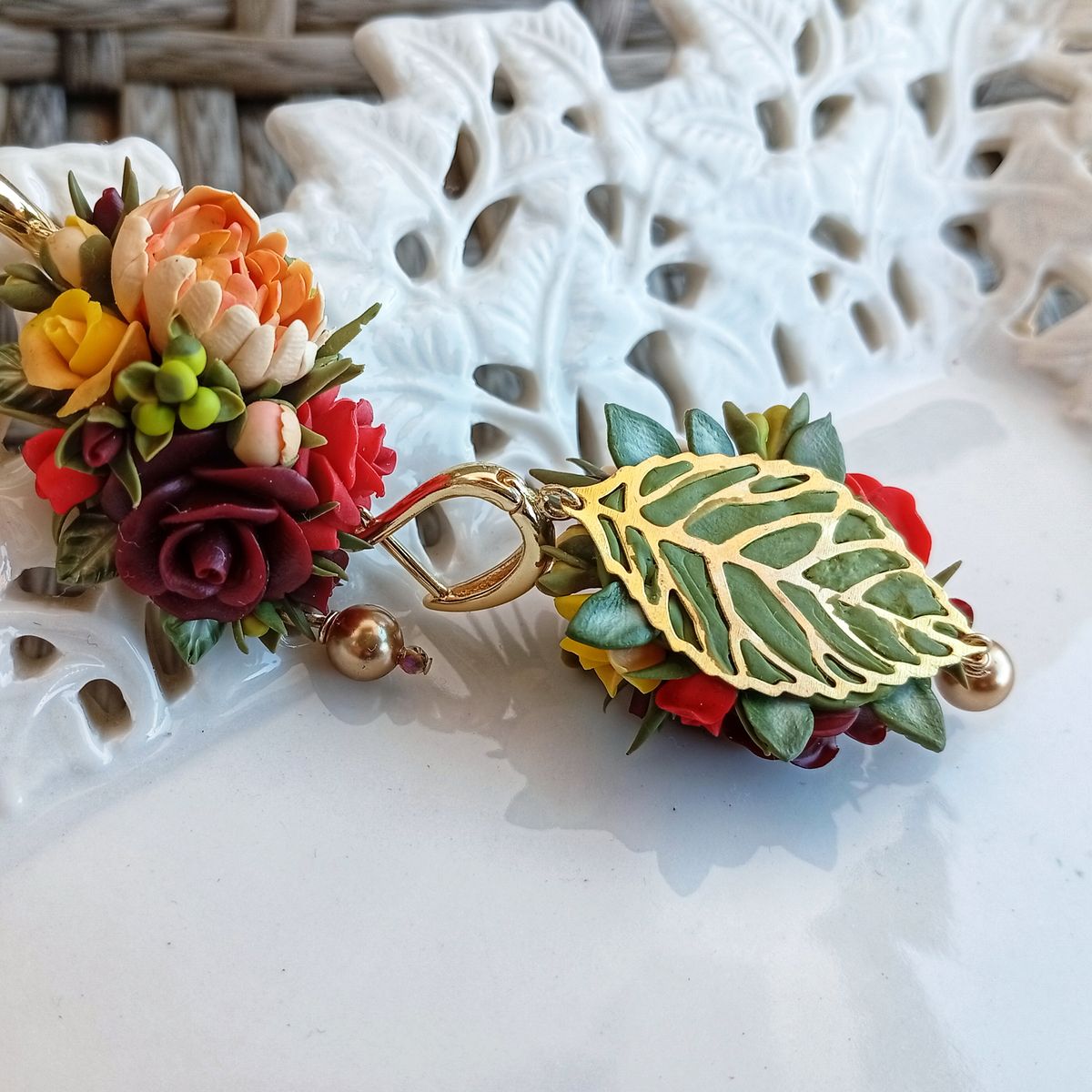 Floral Earrings – Hand-Sculpted Garden Bouquet