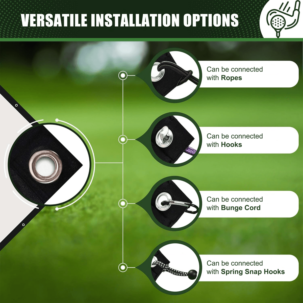 Golf Impact Screen Double Layer 9'10'' x 11'6'' – Low Noise on Impact, Durable Grommets, Reinforced Black Border – High-Strength Polyester, Indoor/Outdoor Golf Simulator Screen